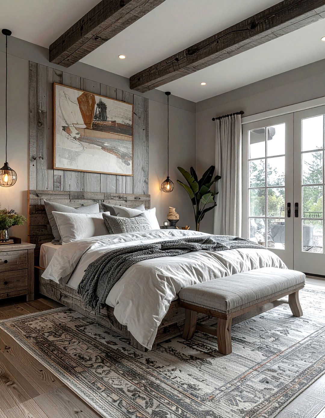Rustic grey reclaimed wood bedroom - 30 contemporary grey bedroom ideas