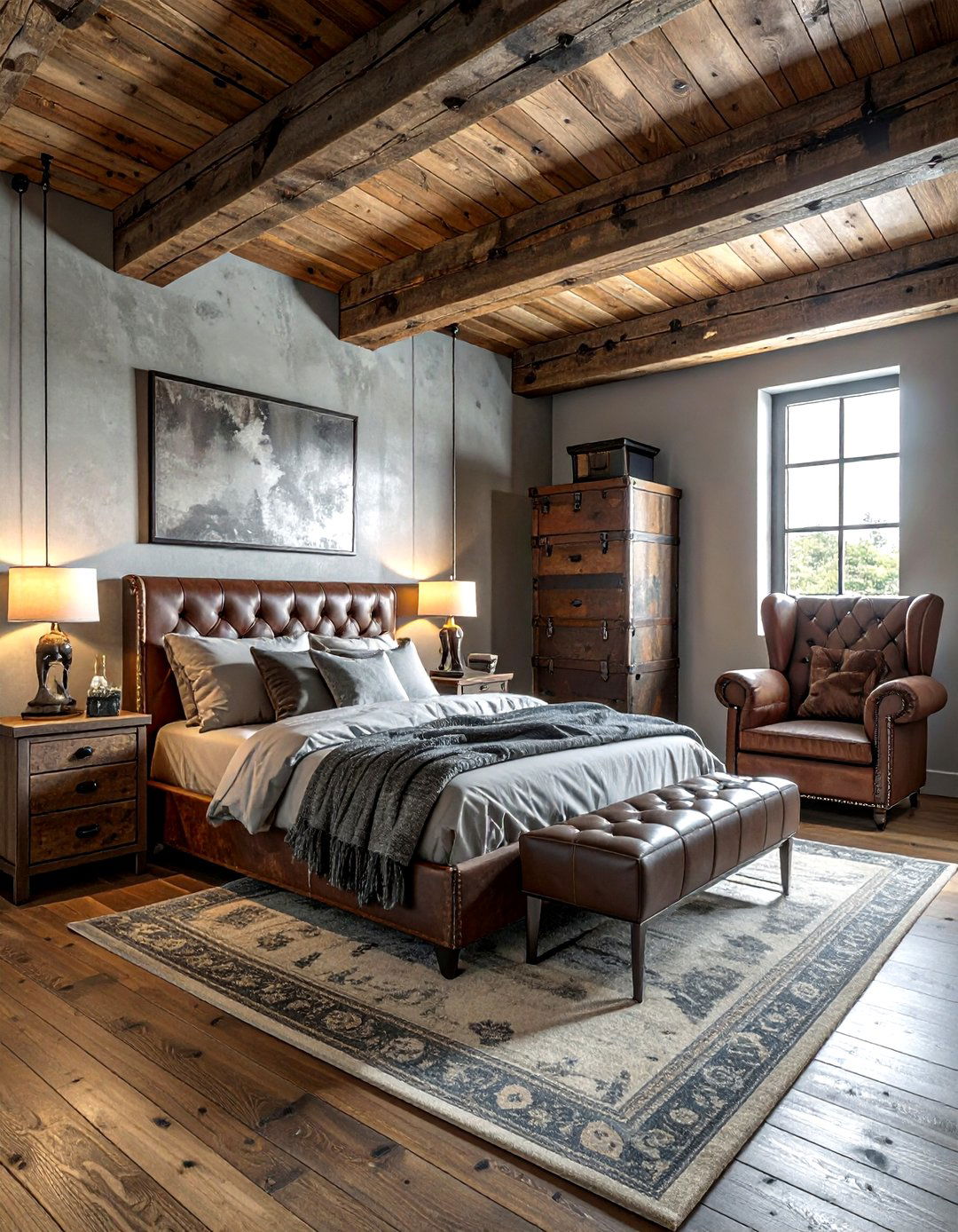 Rustic industrial bedroom - 30 industrial grey bedroom ideas
