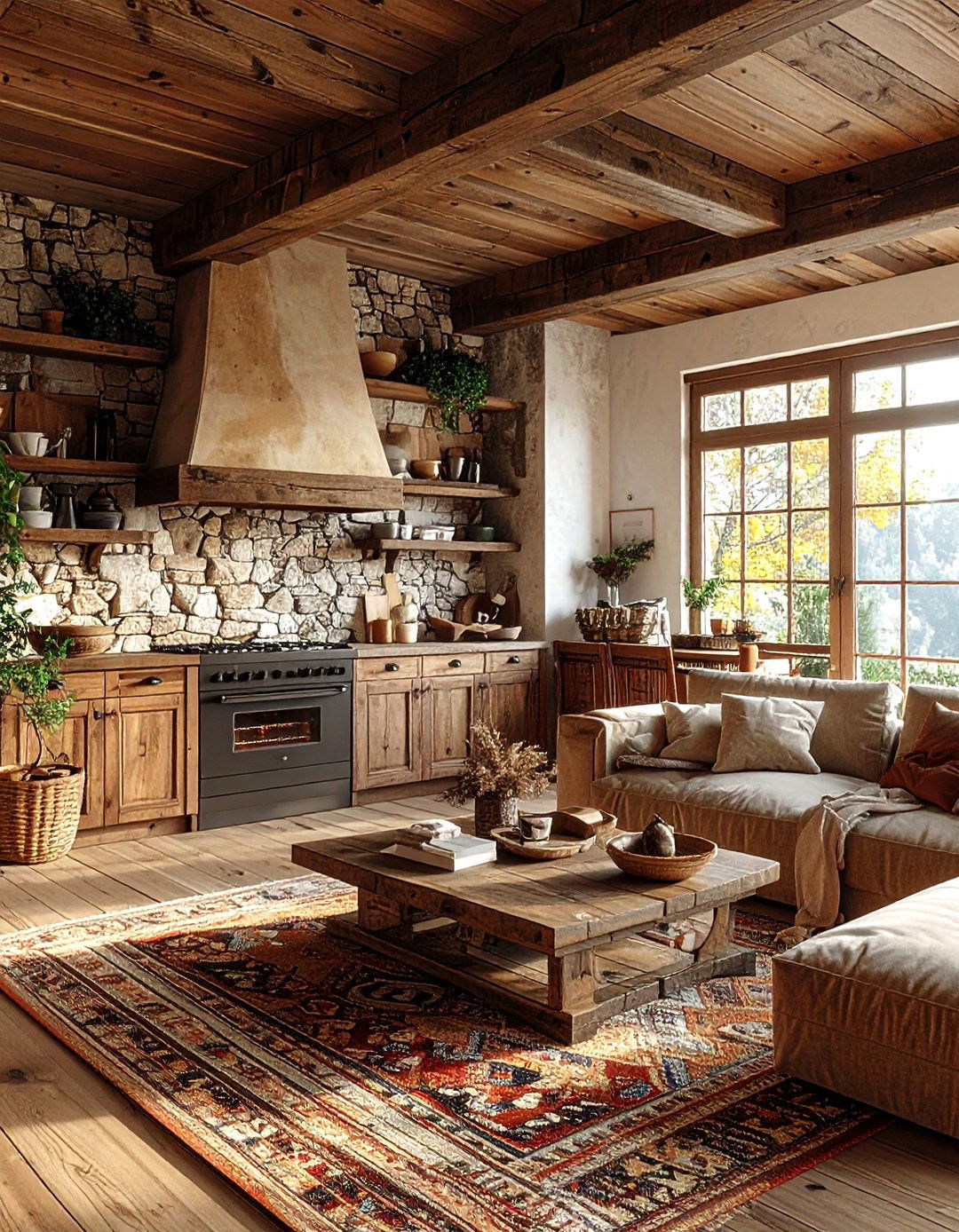 Rustic kitchen living room combo - 30 kitchen living room combo ideas