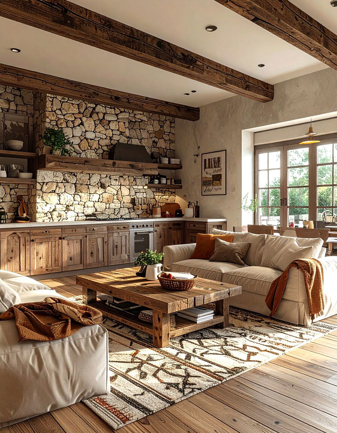 Rustic kitchen living room combo - 30 kitchen living room combo ideas