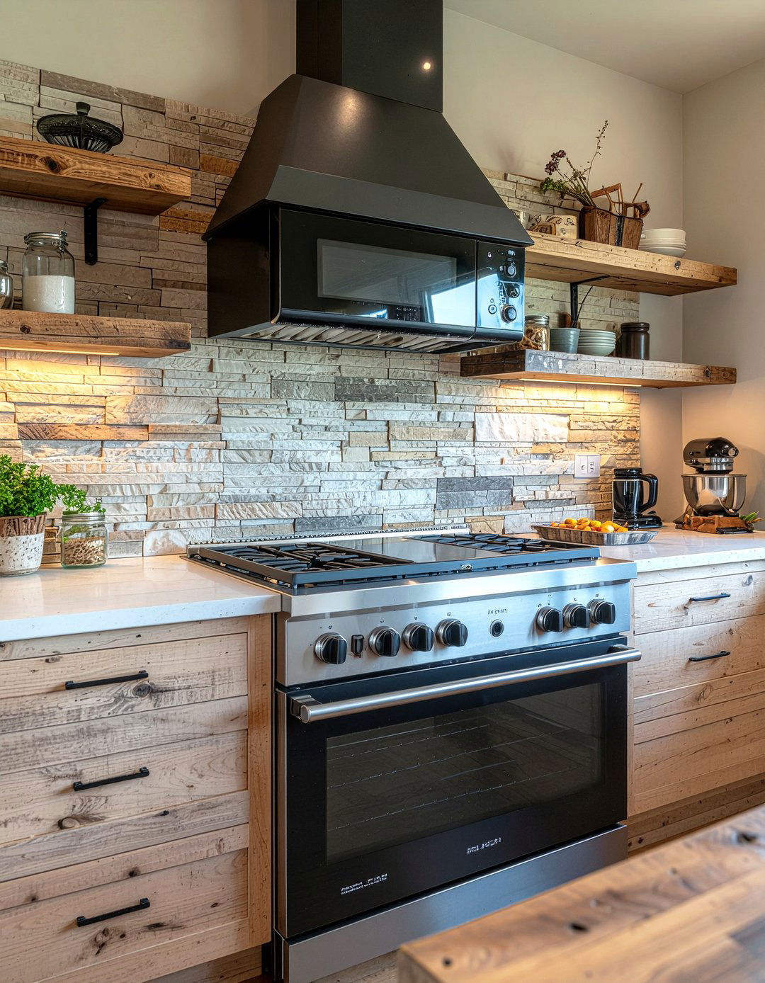 Rustic kitchen microwave over stove - 30 over-the-range microwave kitchen ideas