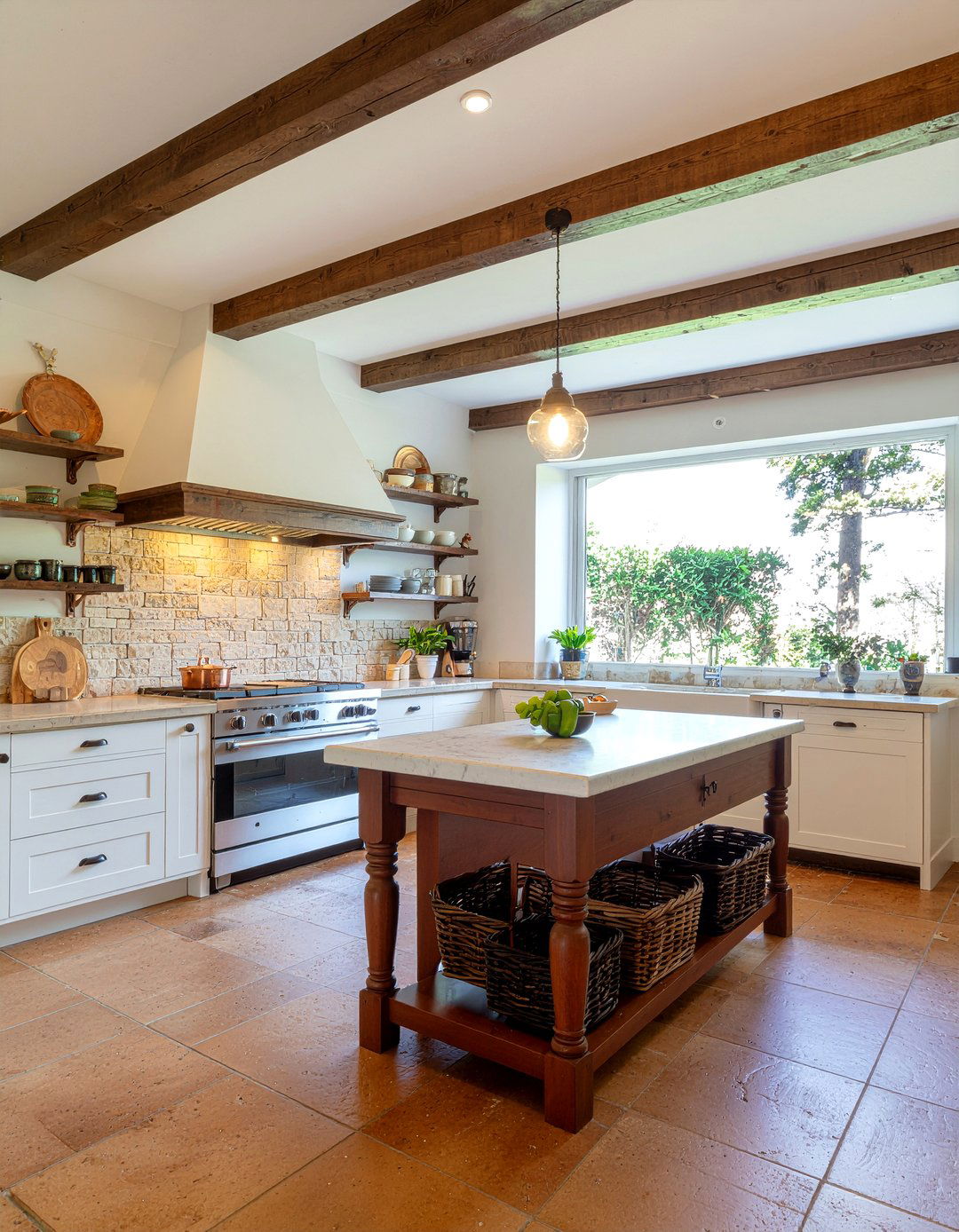 Rustic kitchen with reclaimed wood beams - 30 architect designed kitchen ideas