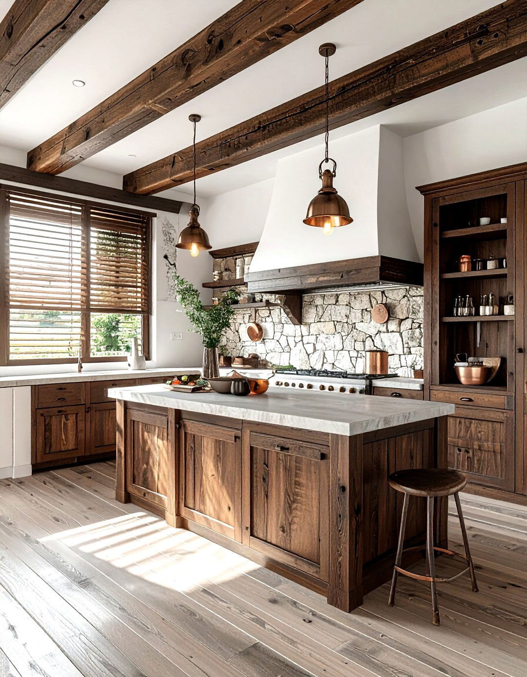 Rustic kitchen wooden blinds - 30 kitchen blinds ideas