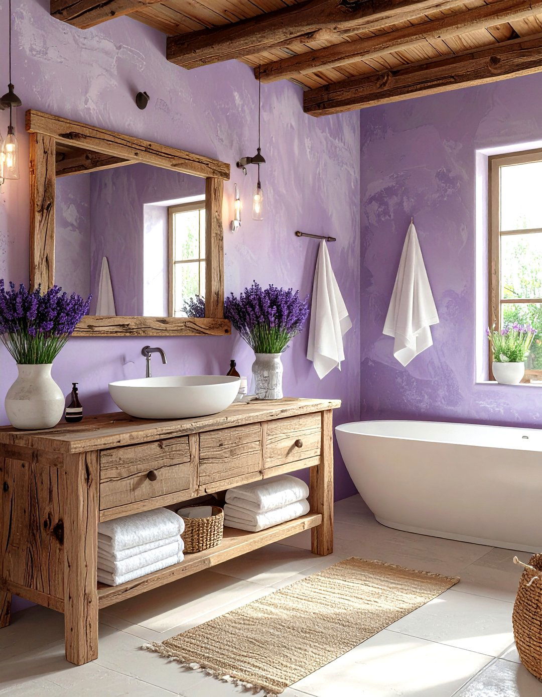 Rustic lavender bathroom - 30 lavender and white bathroom ideas