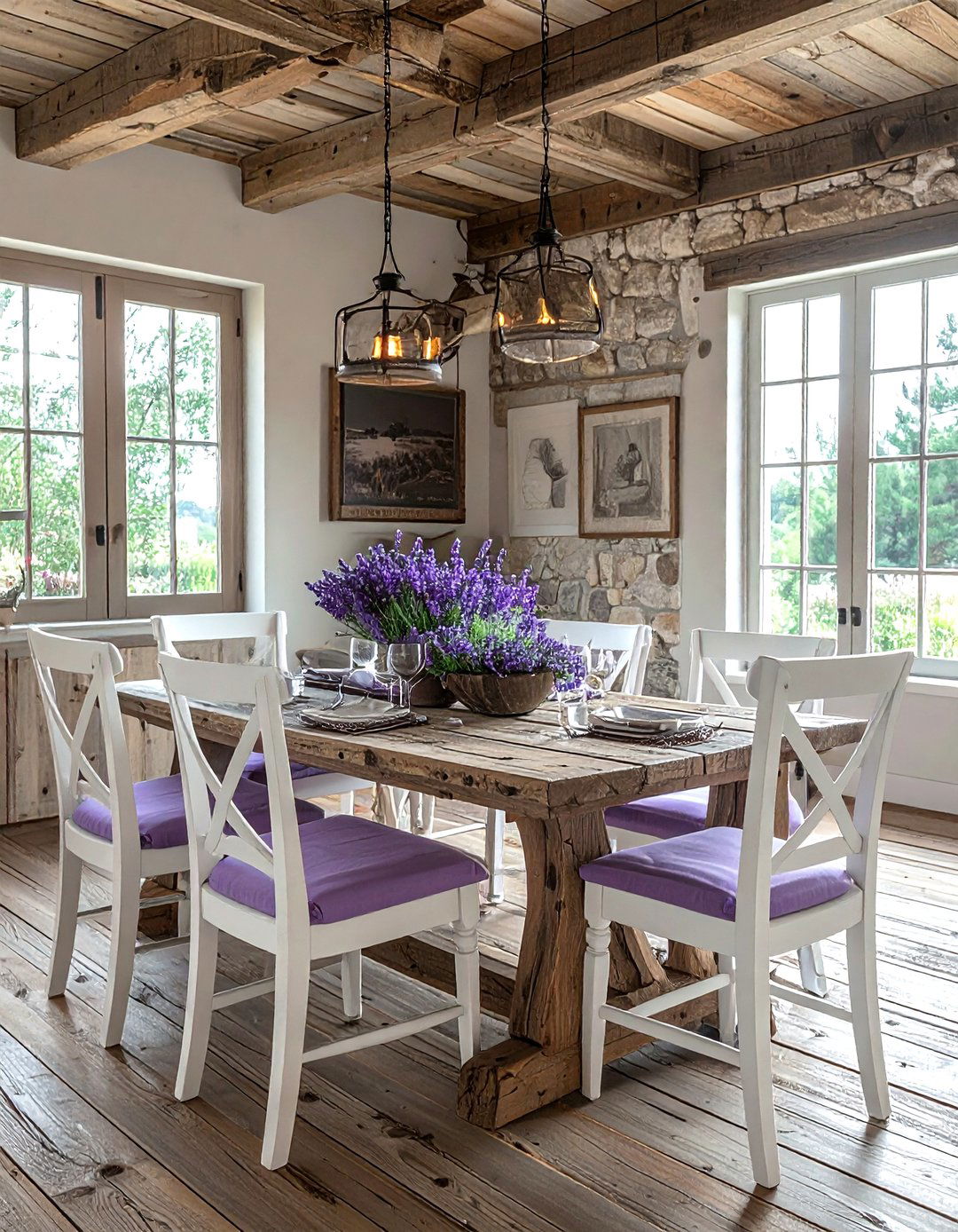 Rustic lavender dining room - 30 lavender and white dining room ideas
