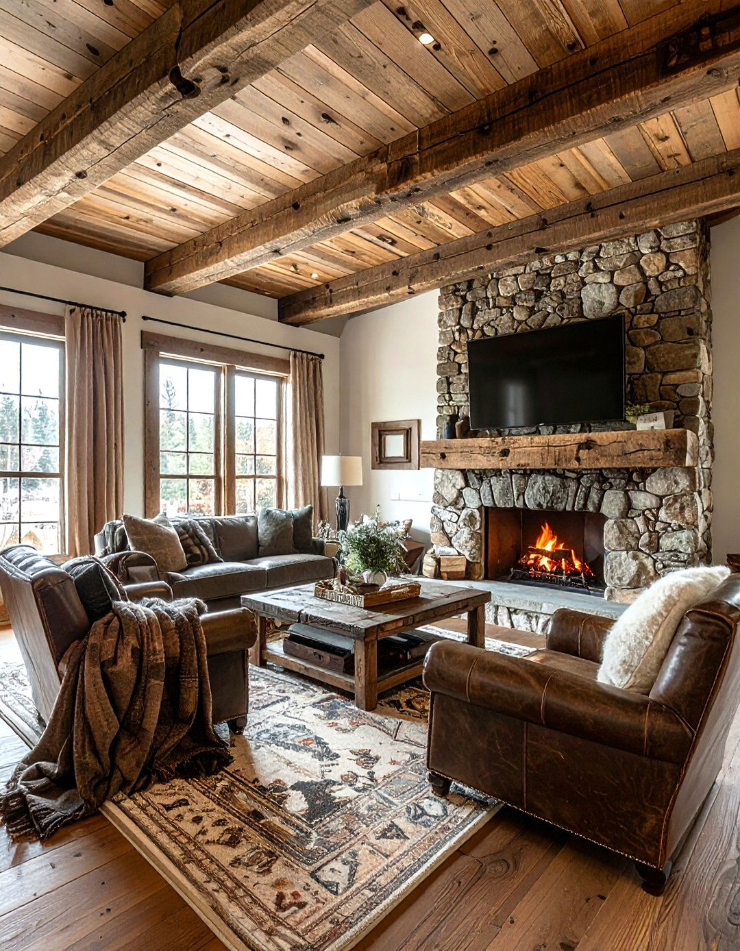 Rustic living room - 30 living room warm settings