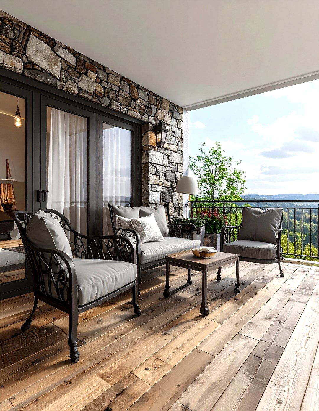 Rustic living room balcony aesthetic - 30 living room with balcony ideas