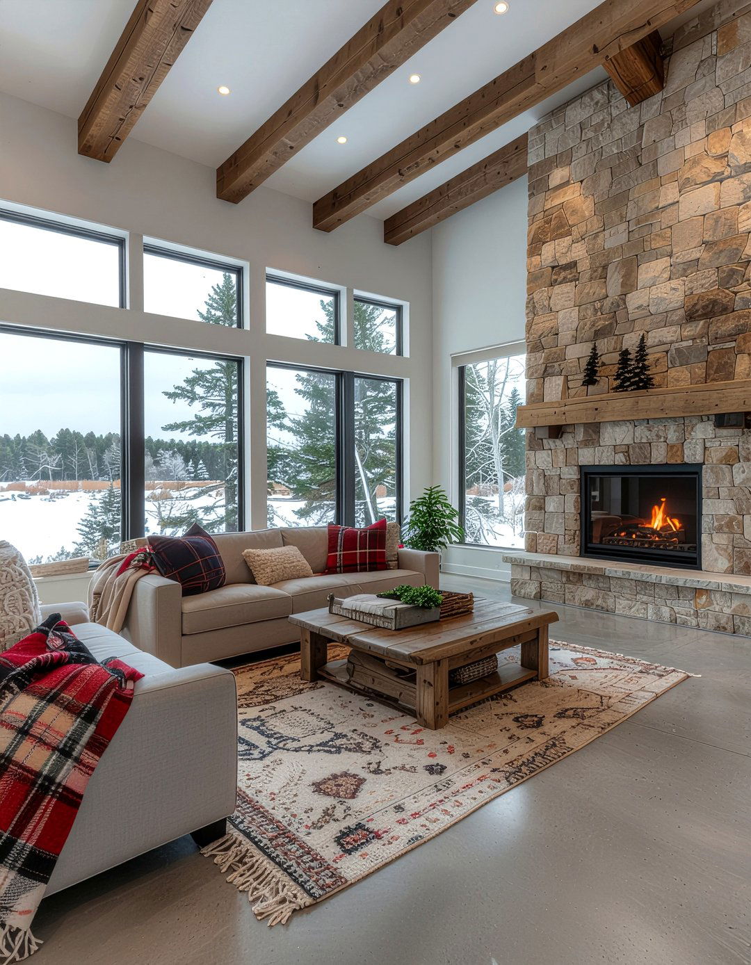 Rustic living room concrete floor - 30 polished concrete living room ideas