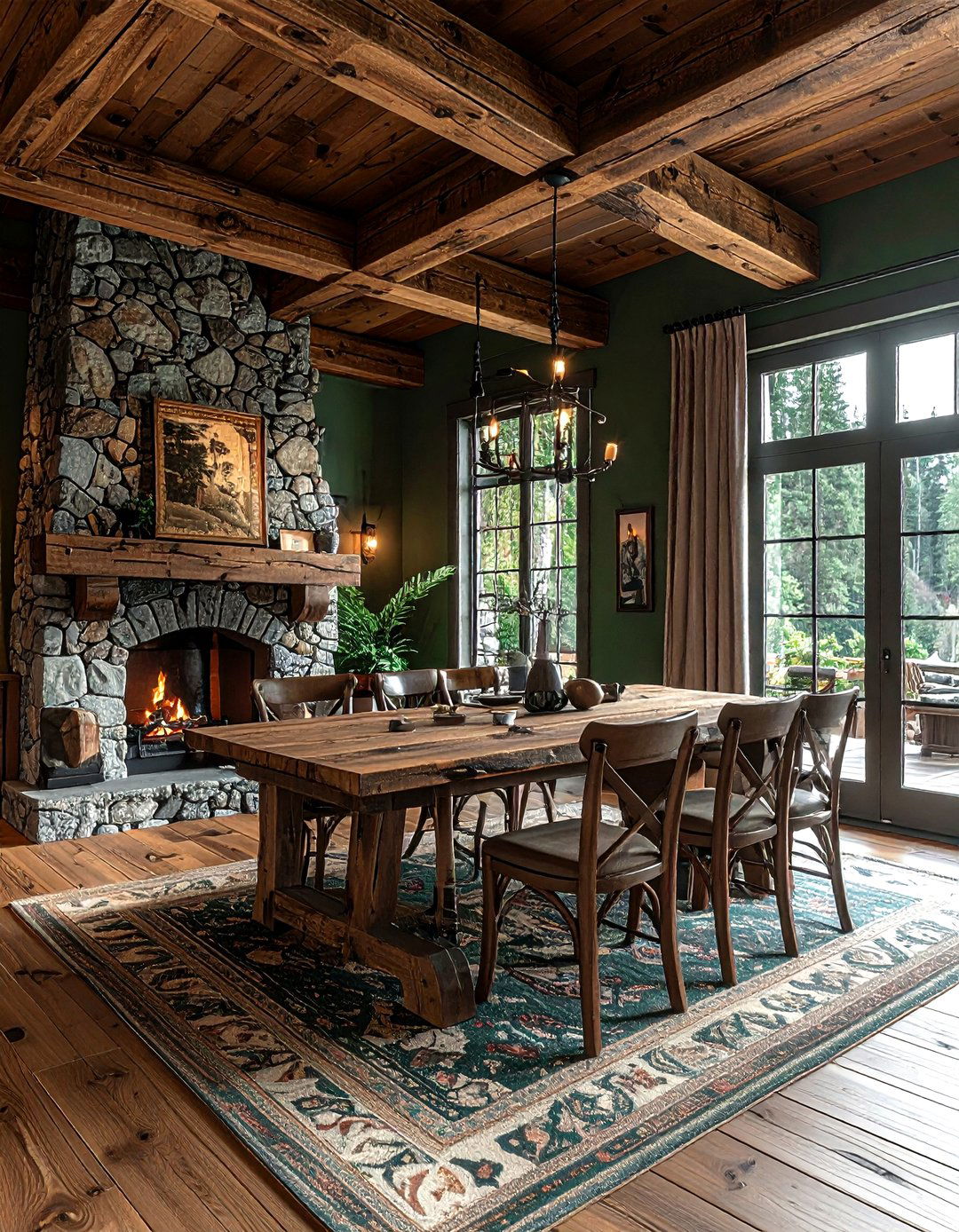 Rustic living room with dining - 30 living room with dining area ideas