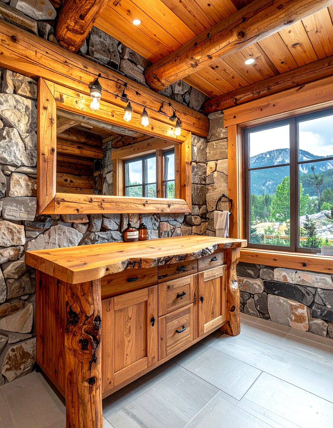 Rustic log bathroom vanity - 30 DIY bathroom vanity ideas