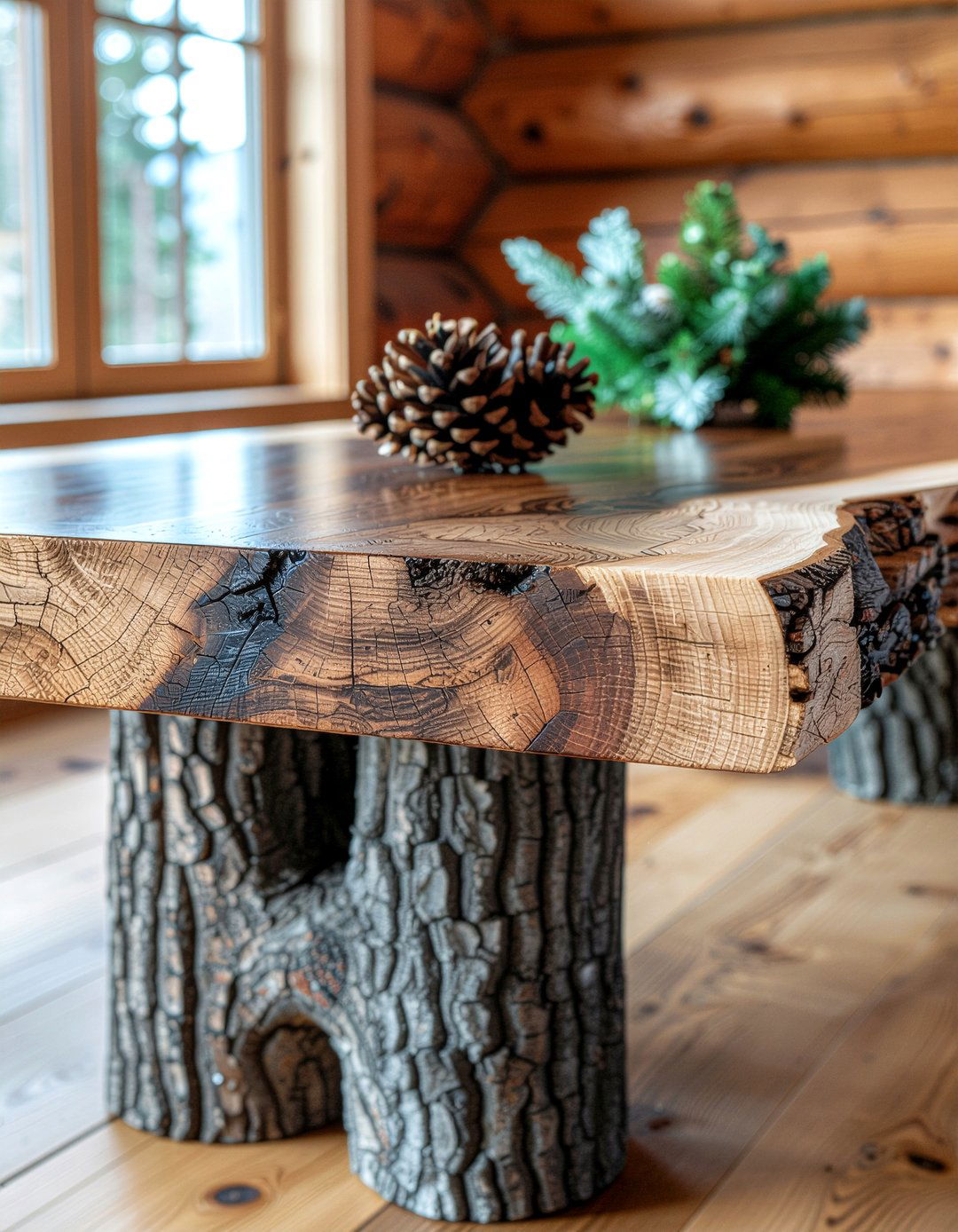 Rustic log table - 30 DIY dining table ideas