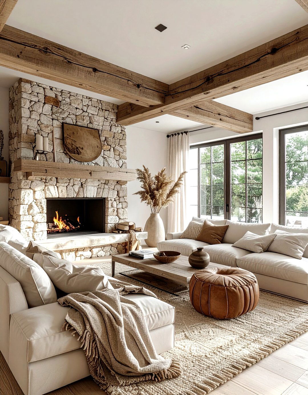Rustic neutral living room - 30 beige and white living room ideas