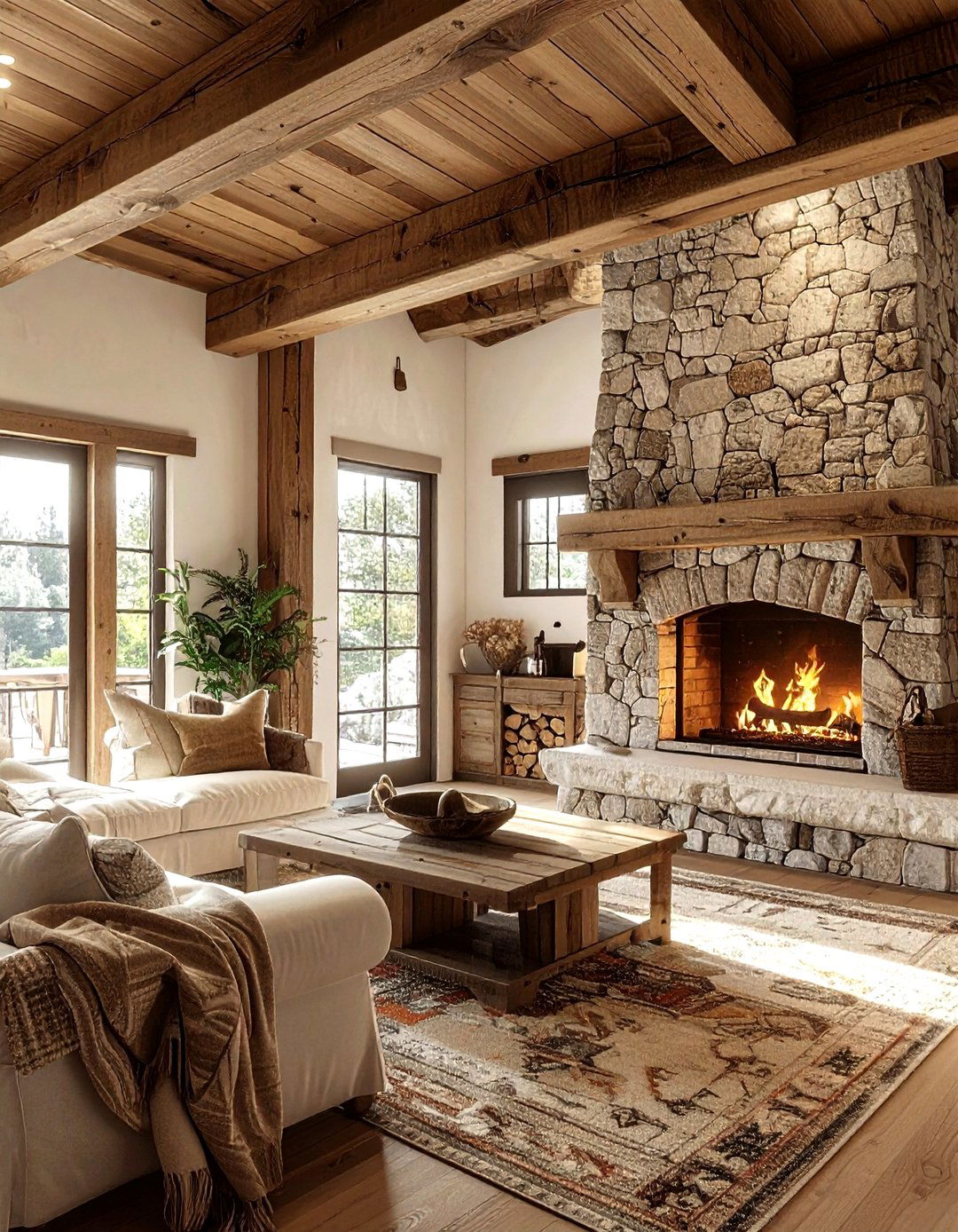 Rustic open concept home - 30 living room kitchen combo ideas