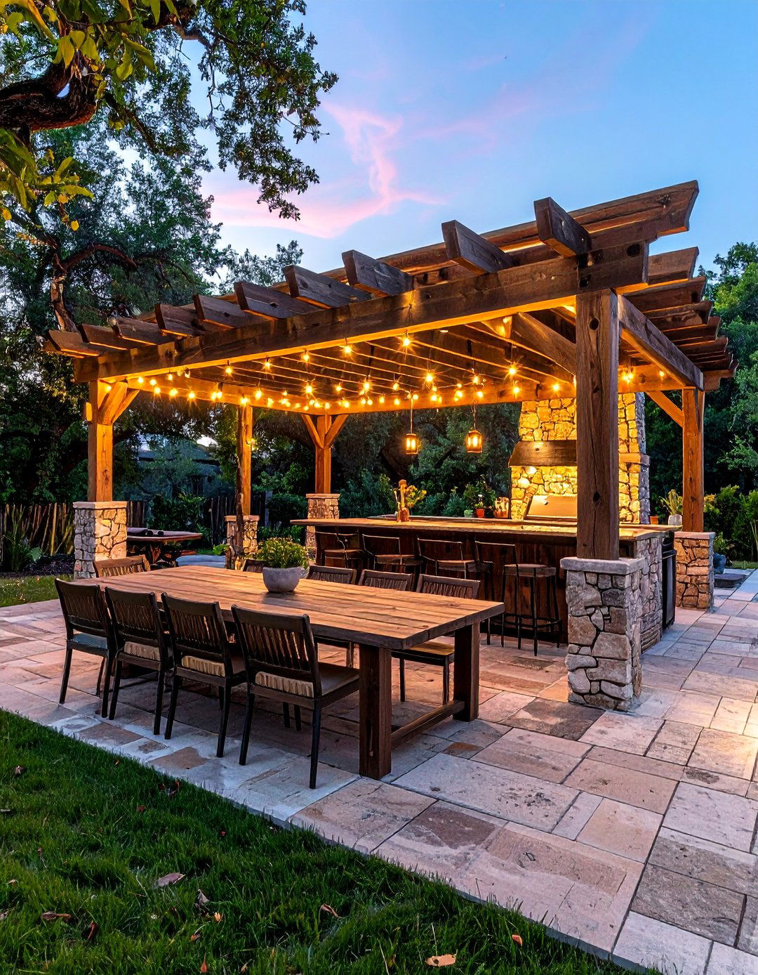 Rustic outdoor kitchen with stone accents - 30 rustic home decor ideas