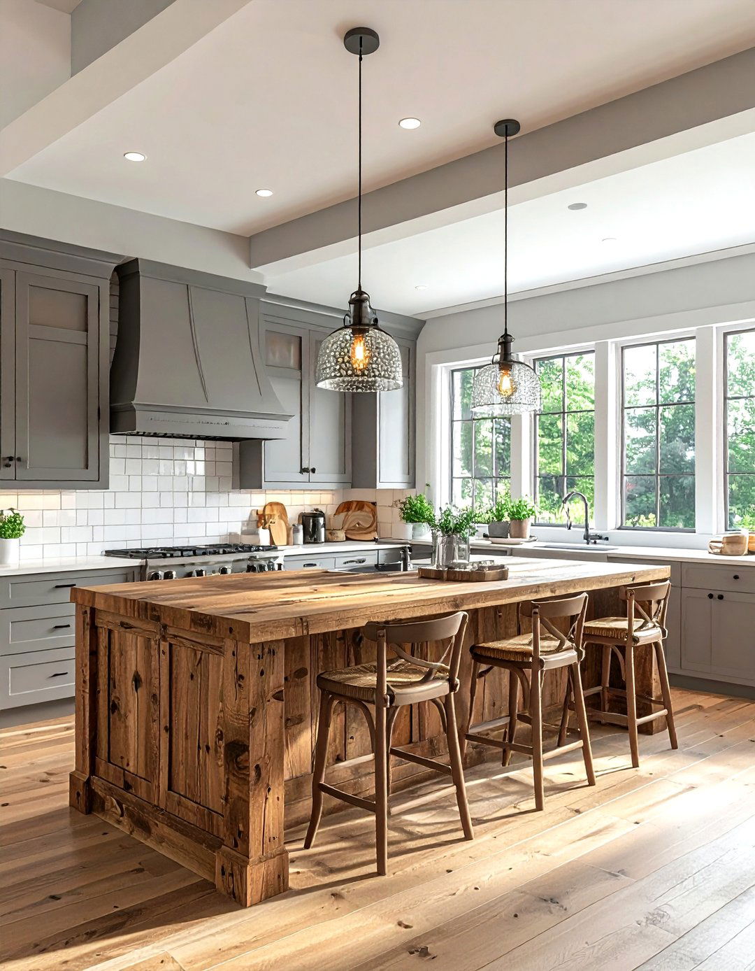 Rustic pendant lights - 30 cottage kitchen ideas