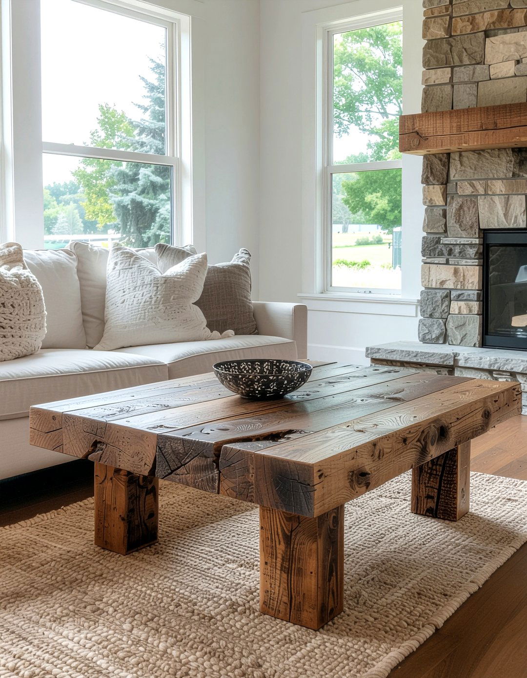 Rustic reclaimed wood coffee table - 30 living room round coffee tables