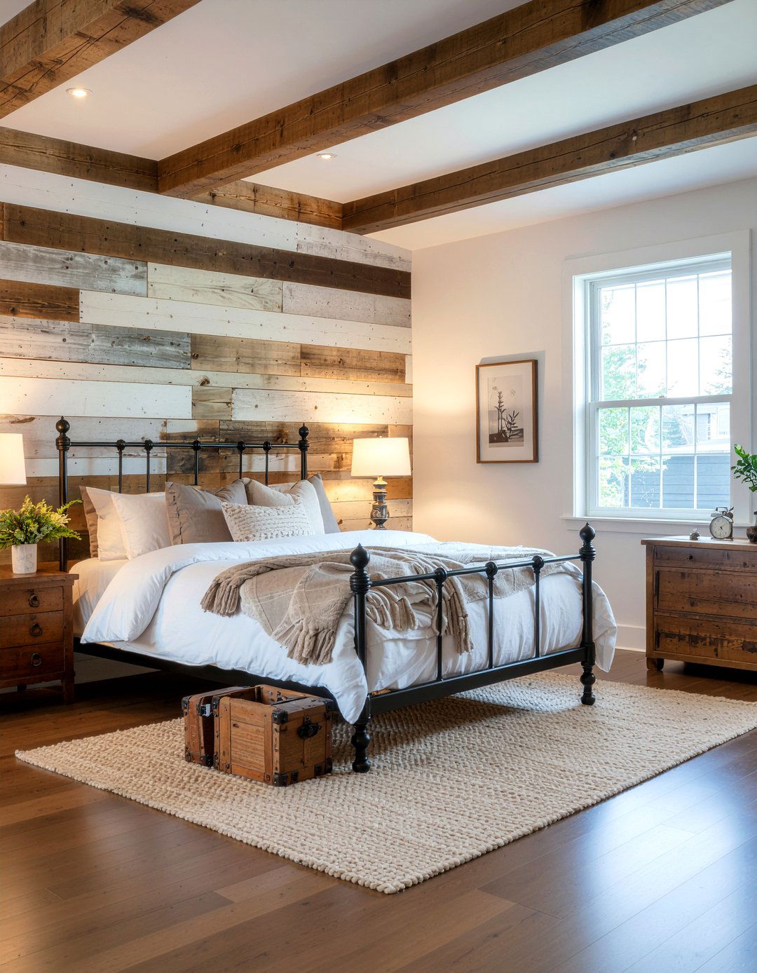 Rustic reclaimed wood shiplap - 30 bedroom shiplap walls