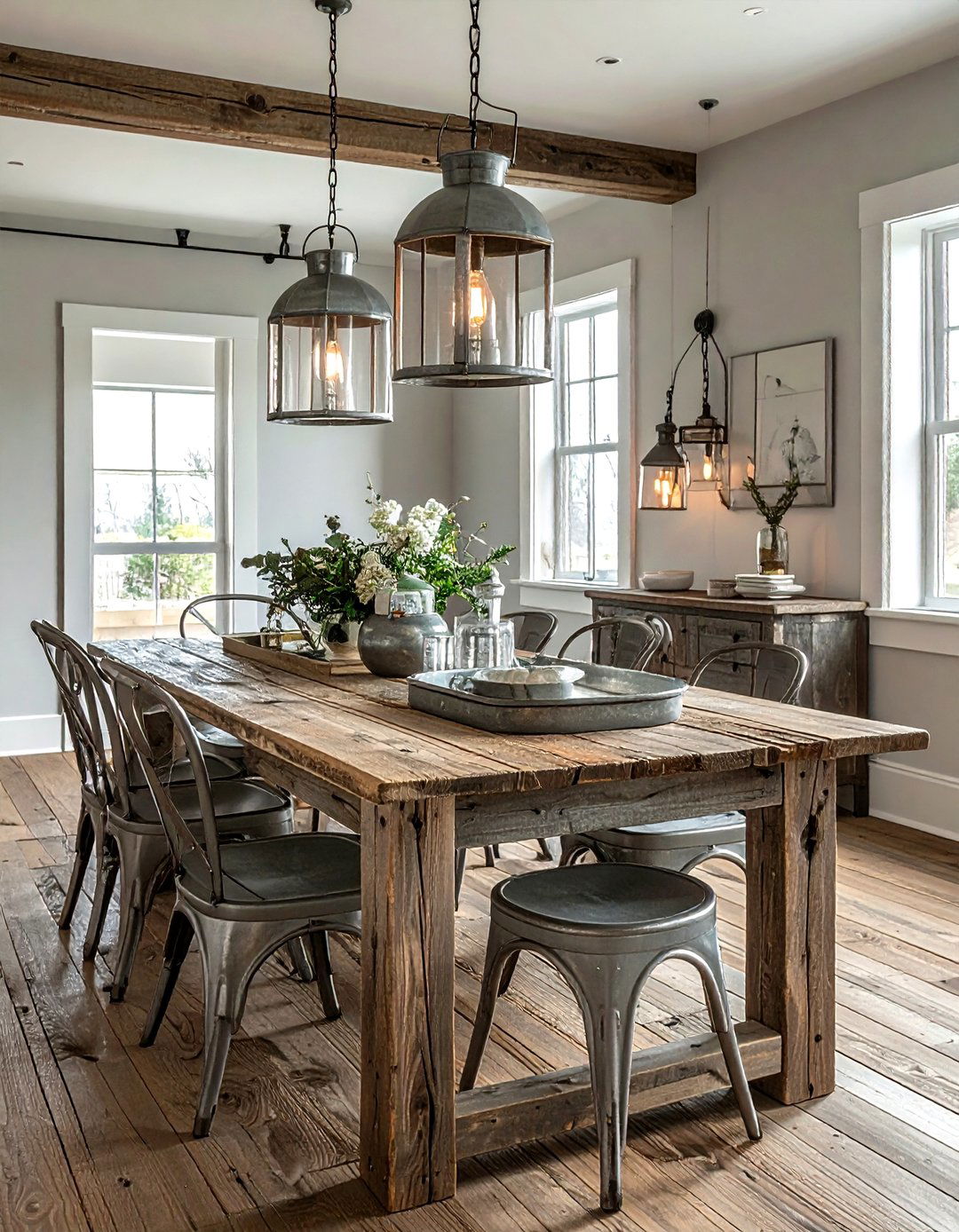Rustic silver dining room - 30 silver accent dining room ideas