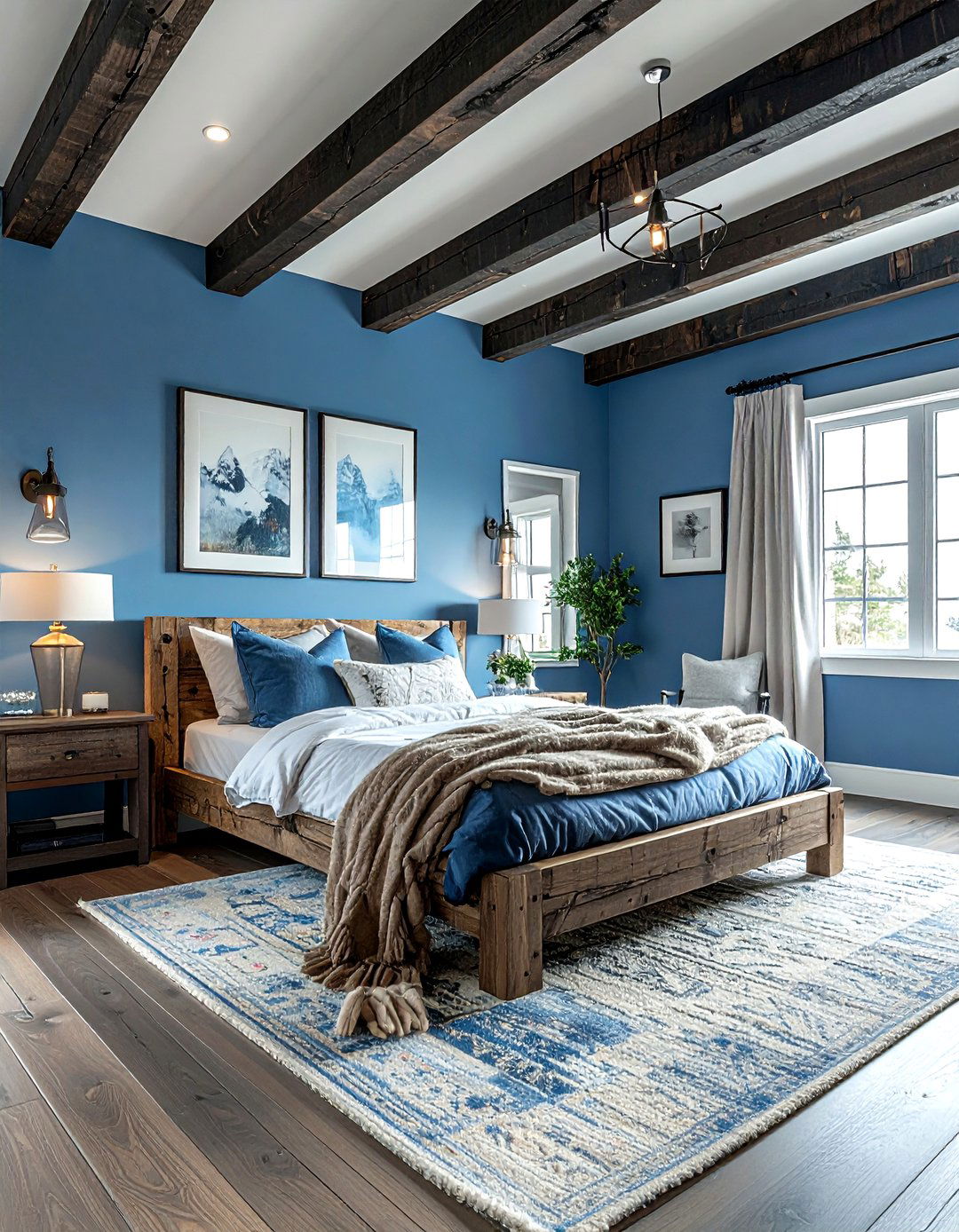 Rustic sky blue bedroom - 30 sky blue bedroom ideas