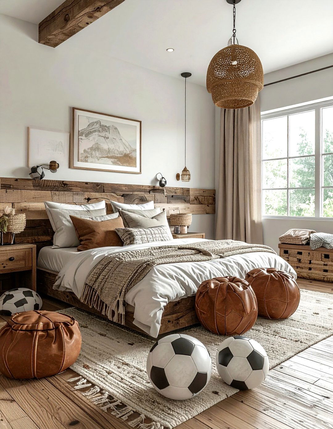 Rustic soccer bedroom with wood accents - 30 soccer bedroom ideas