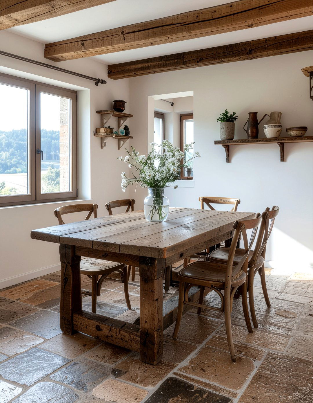 Rustic stone tile - 30 dining room tile floor ideas