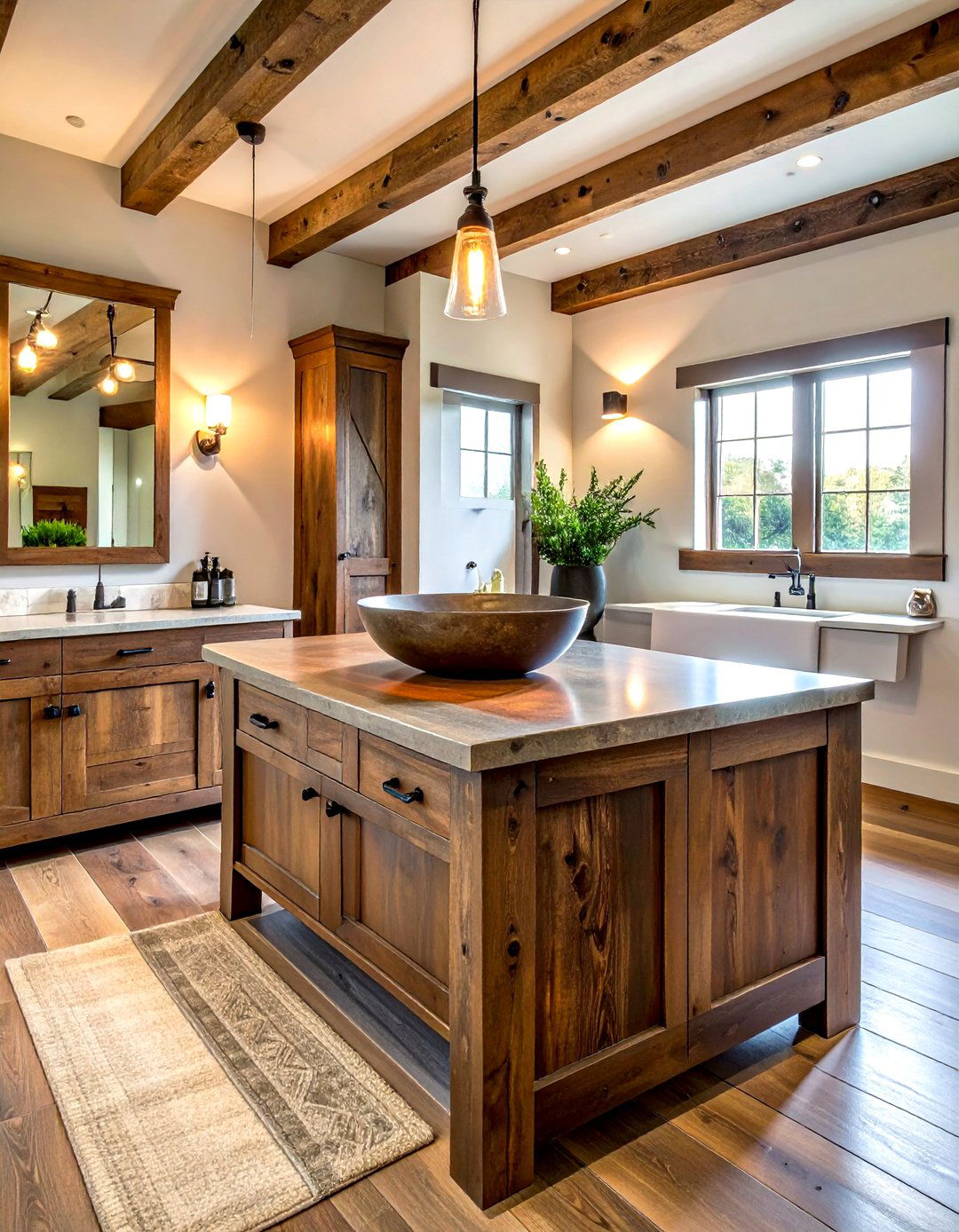 Rustic style solid surface countertop - 30 solid surface bathroom countertop ideas