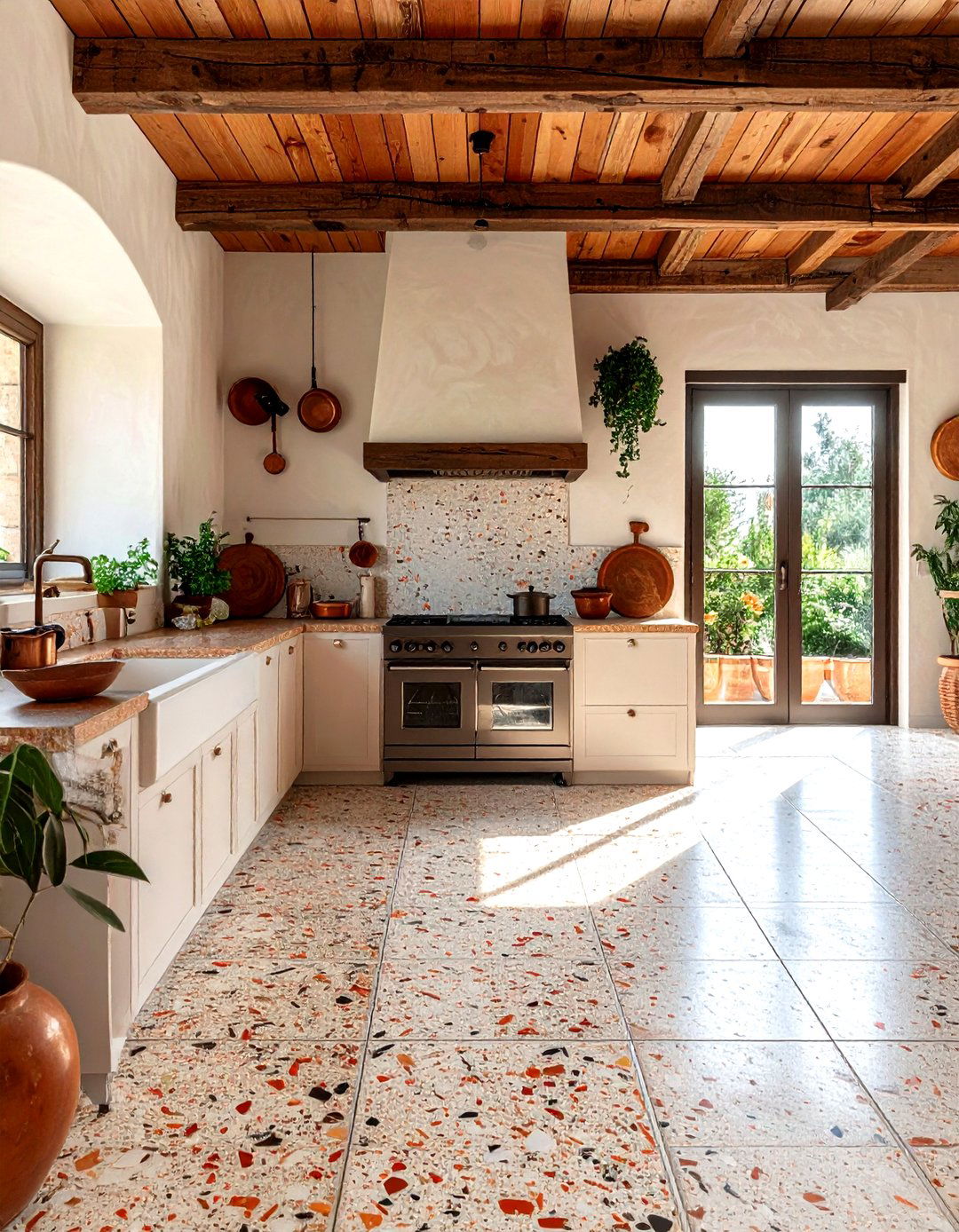 Rustic terrazzo kitchen floor - 30 terrazzo floor kitchen ideas