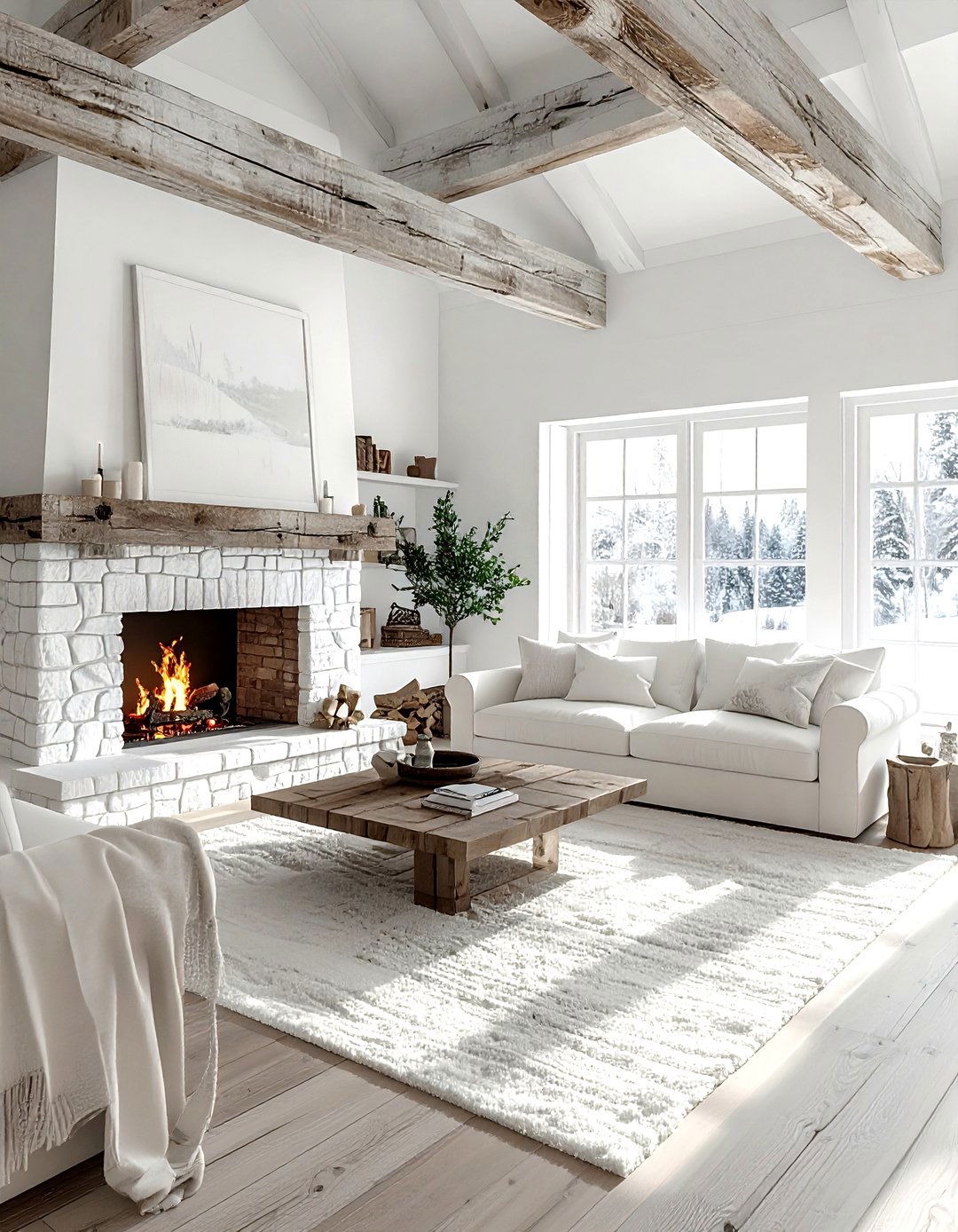 Rustic white living room - 30 white and white living room ideas