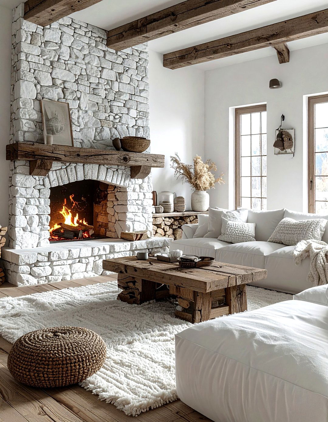 Rustic white living room - 30 white living room ideas