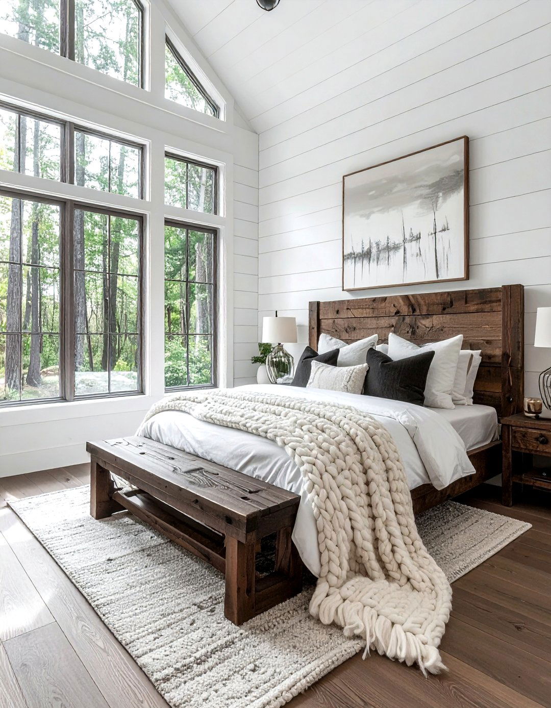 Rustic wood and white bedroom - 30 brown and white bedroom ideas