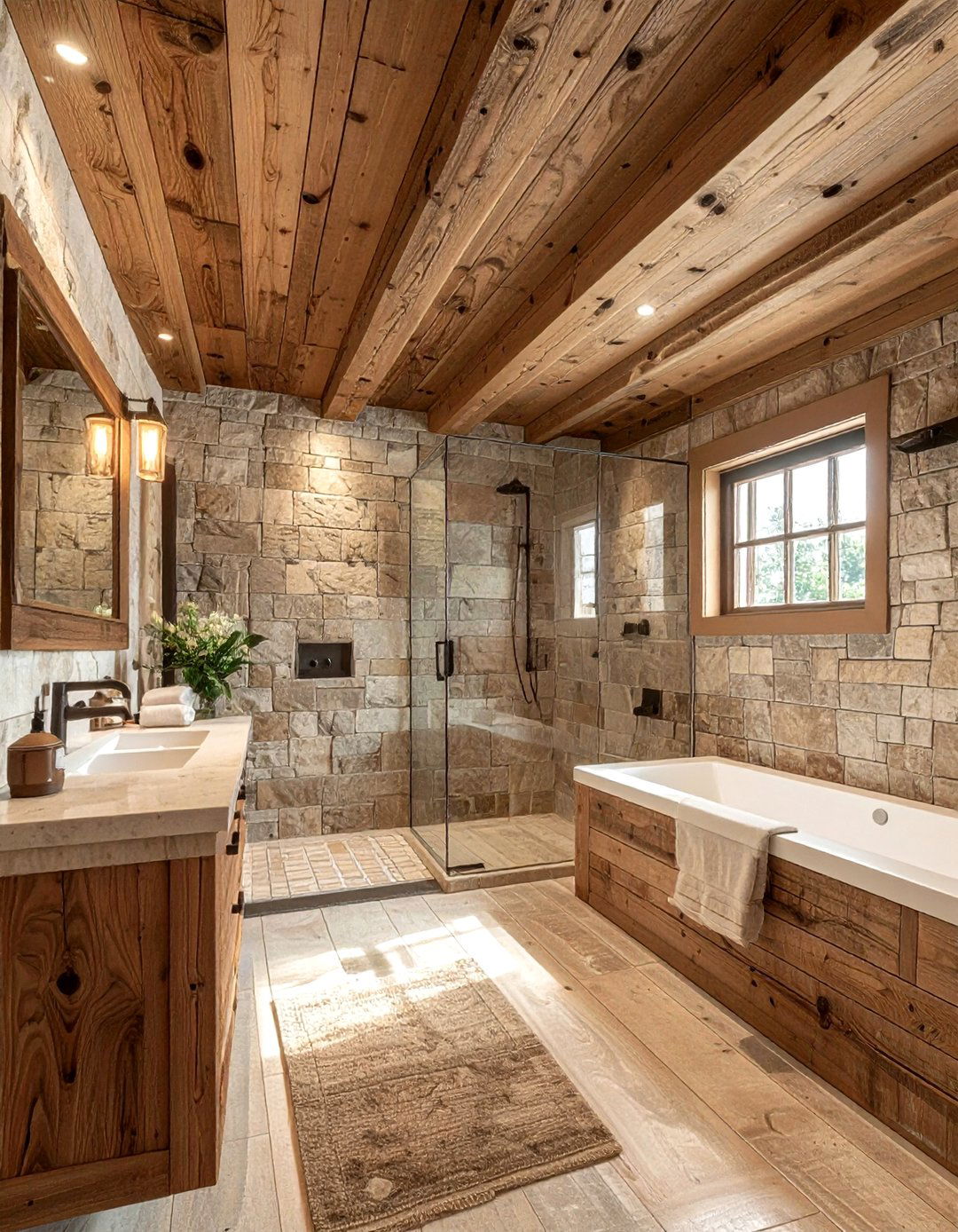 Rustic wood bathroom ceiling - 30 bathroom ceiling design ideas