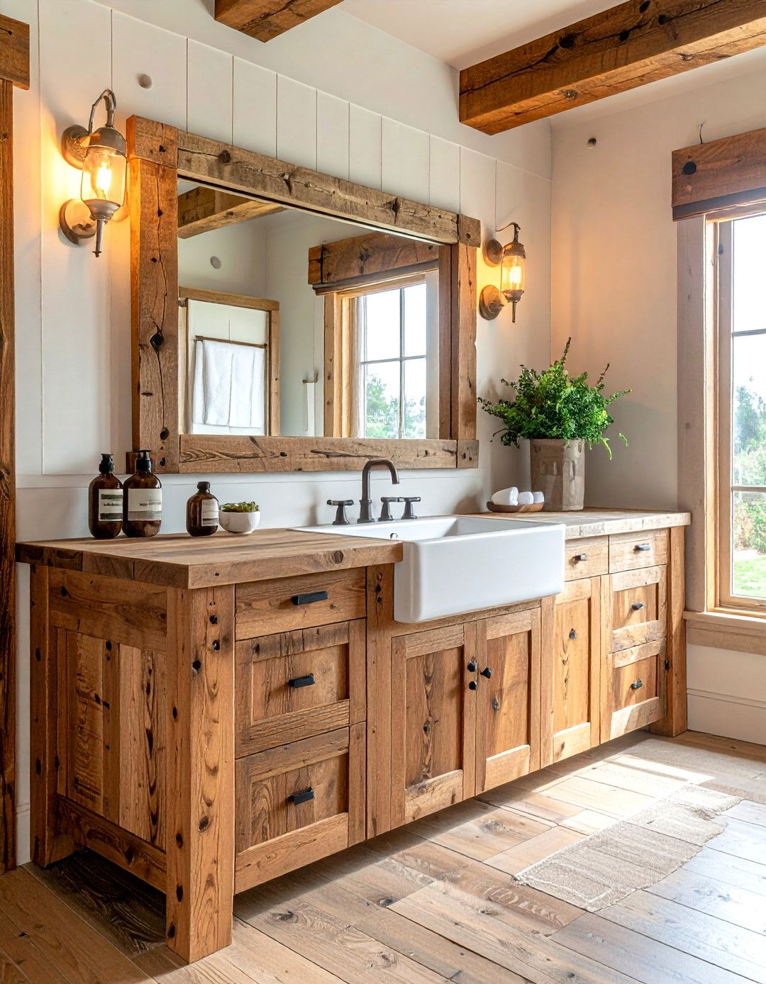 Rustic wood bathroom counter - 30 butcher block bathroom countertop ideas