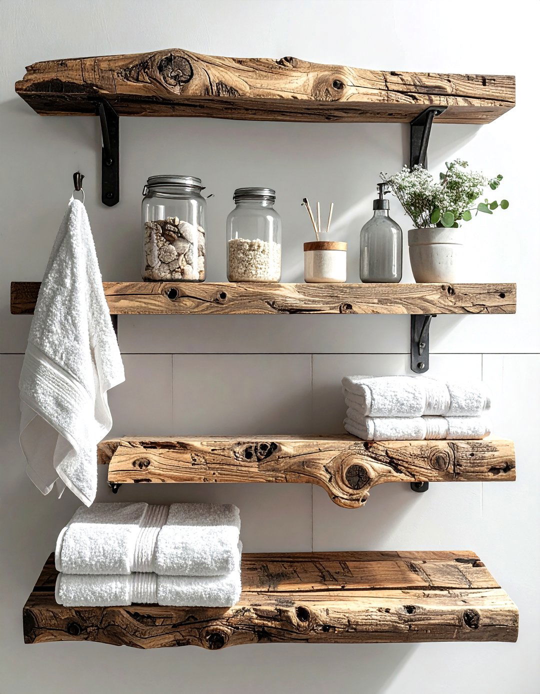 Rustic wood bathroom shelves - 30 bathroom wall shelving ideas