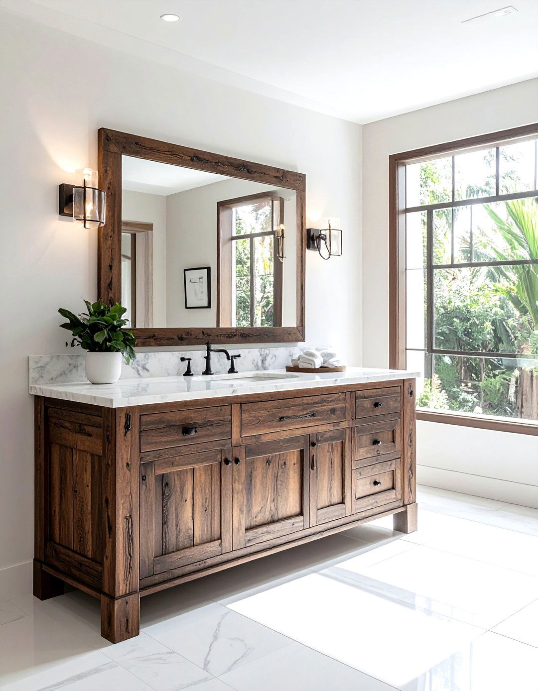 Rustic wood bathroom vanity - 30 Spanish bathroom ideas