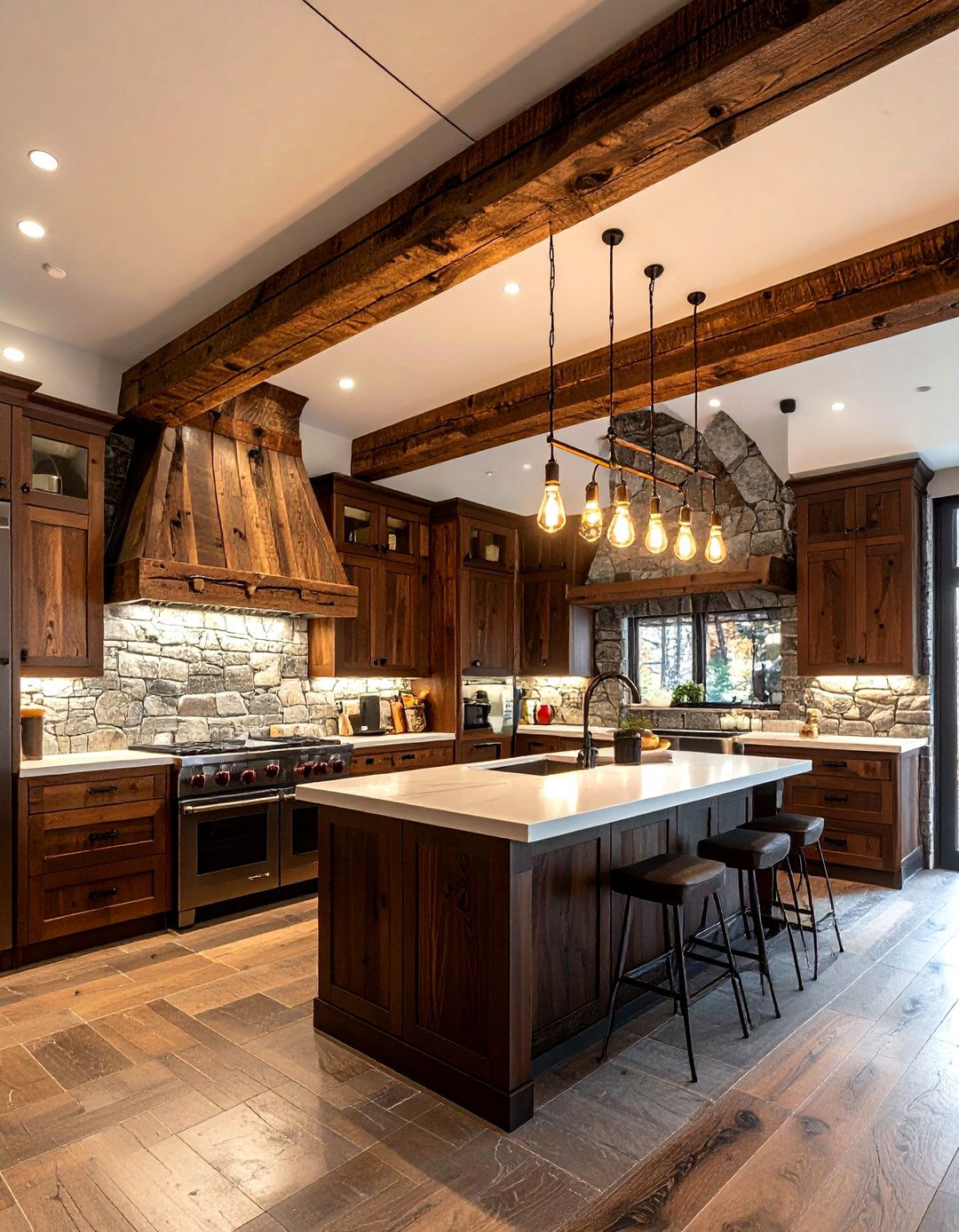 Rustic wood beam light - 30 kitchen lighting design