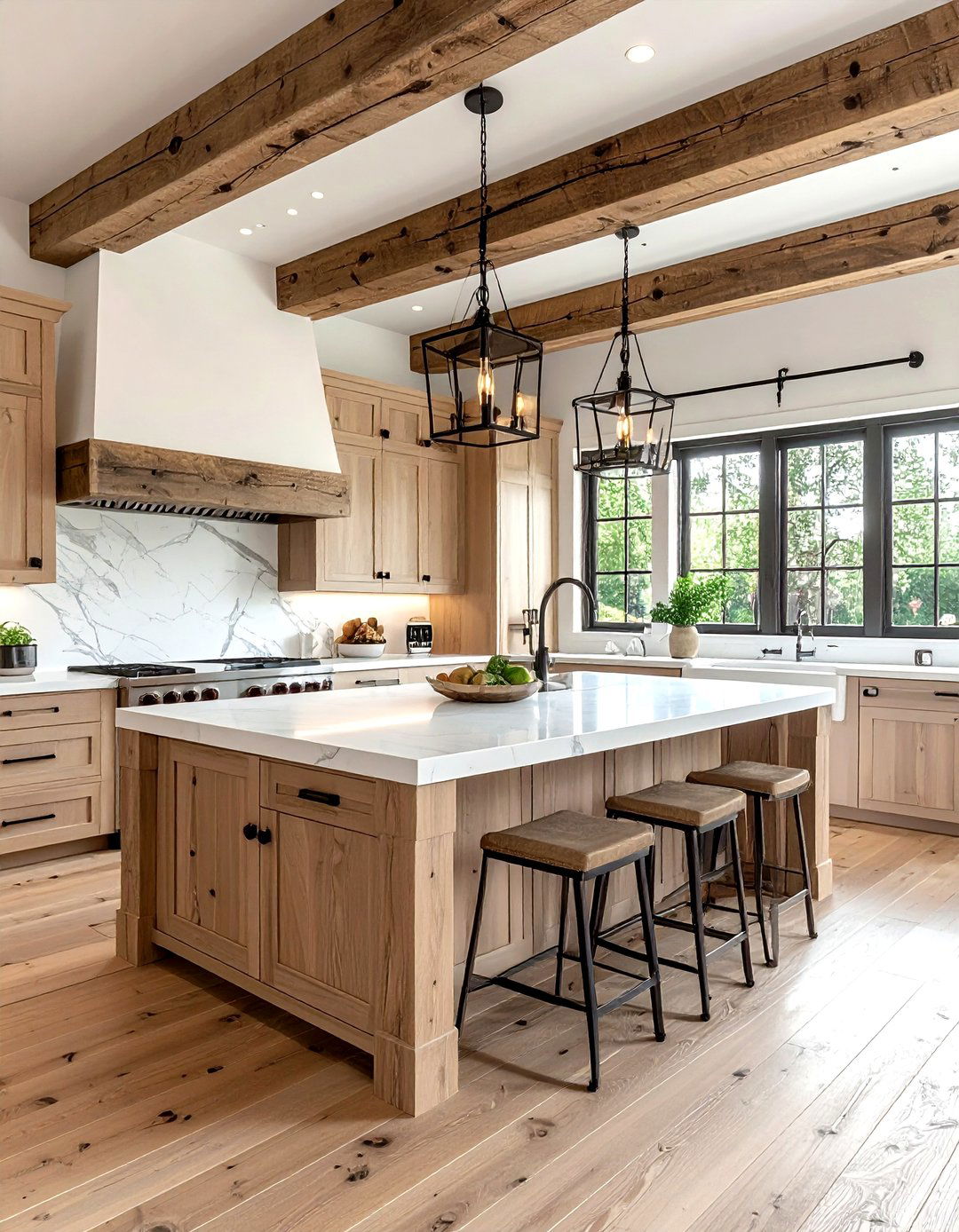 Rustic wood beams - 30 ranch kitchen ideas