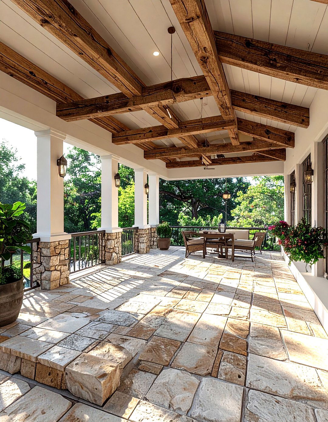 Rustic wood beams - 30 screened porch decor ideas