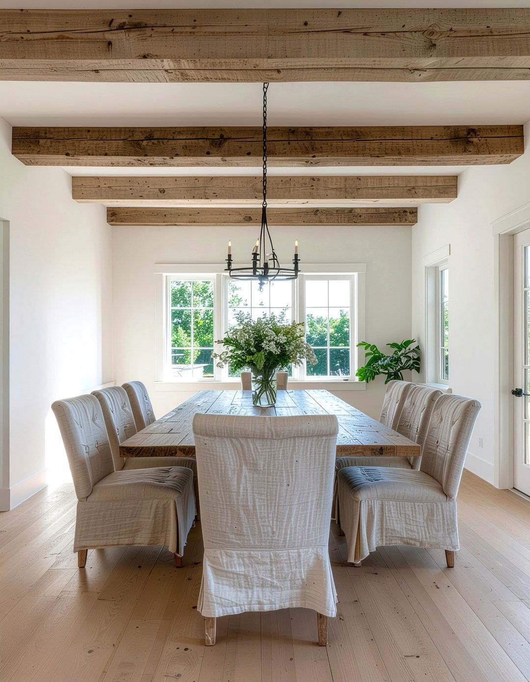 Rustic wood beams dining room - 30 dining room beamed ceiling ideas