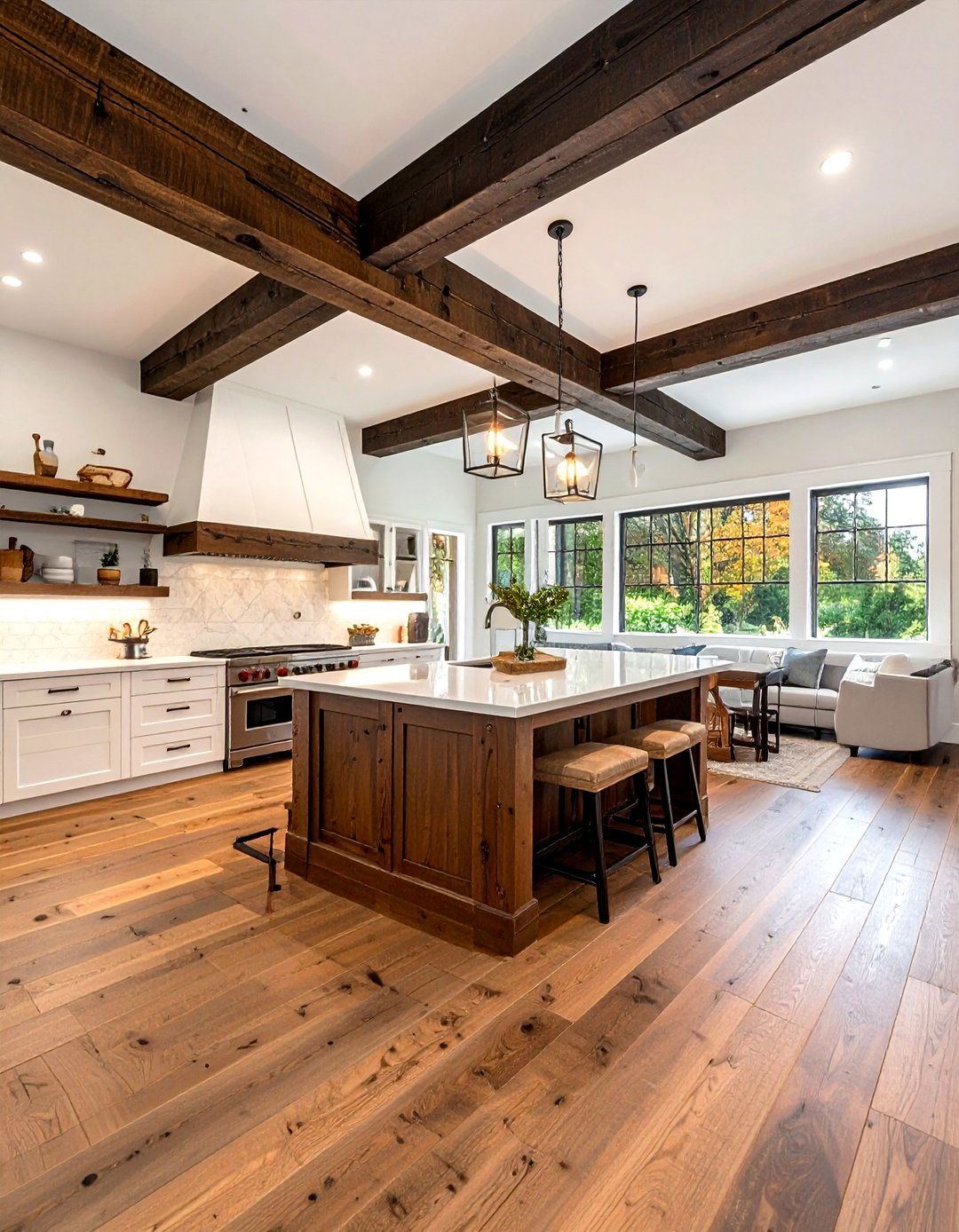 Rustic wood ceiling beams kitchen - 30 kitchen warm settings