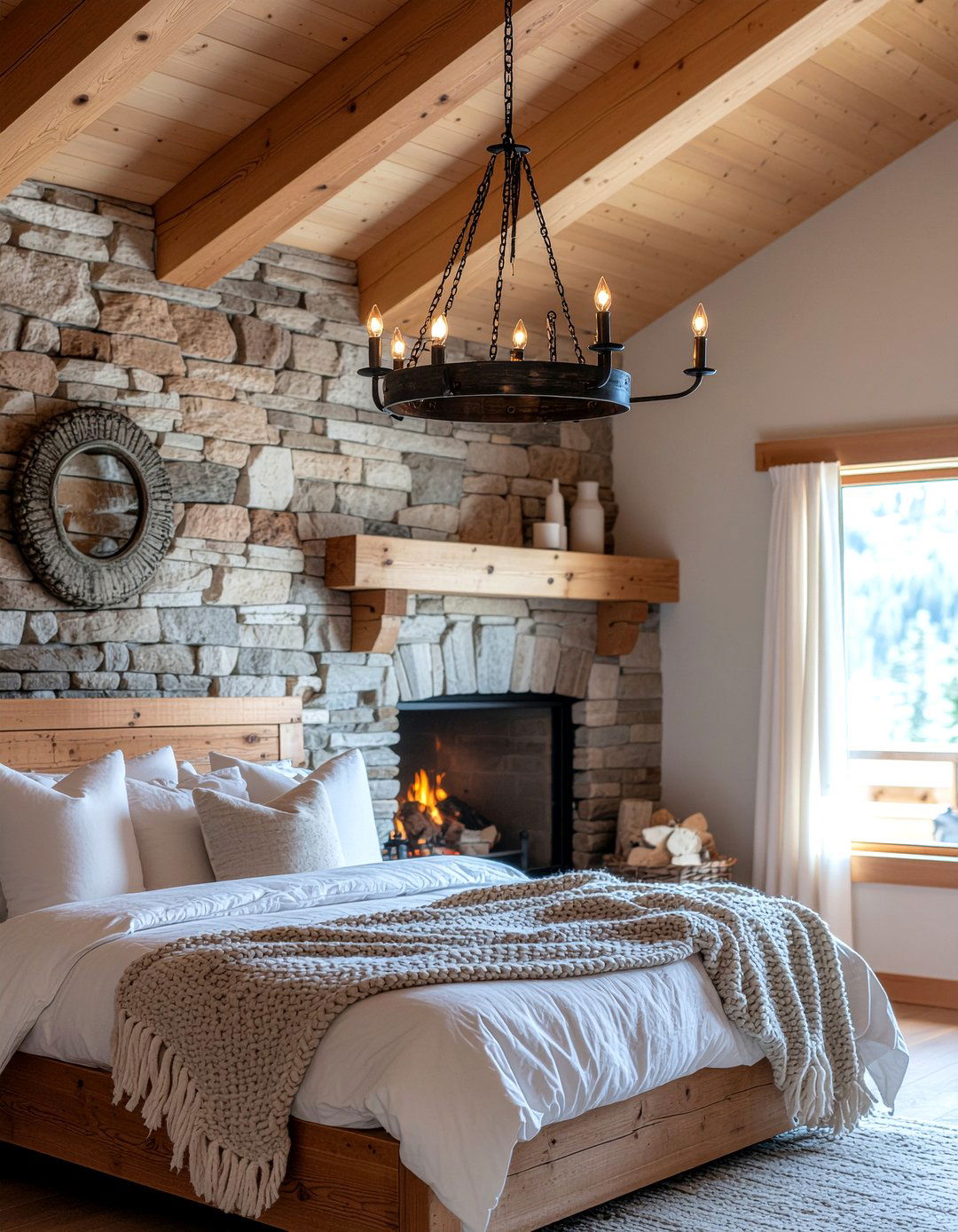 Rustic wood chandelier - 30 bedroom chandeliers