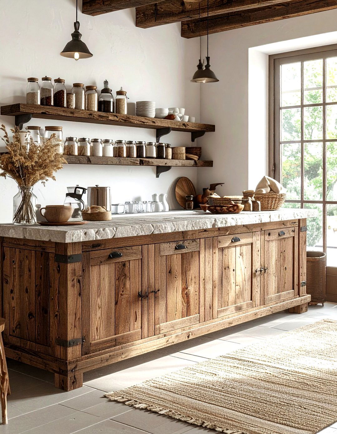 Rustic wood coffee station - 30 kitchen coffee bar ideas