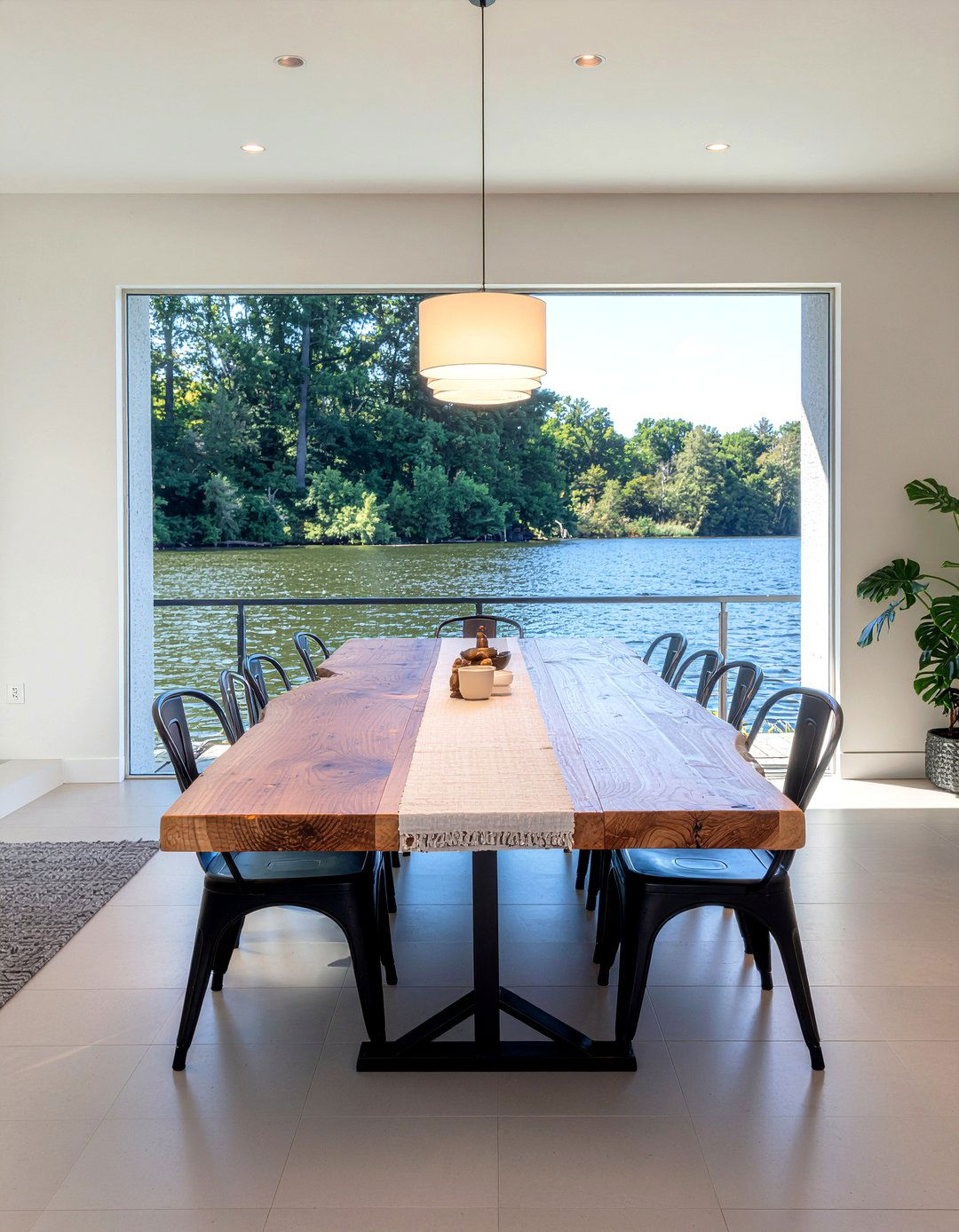 Rustic wood dining table - 30 riverside dining room ideas