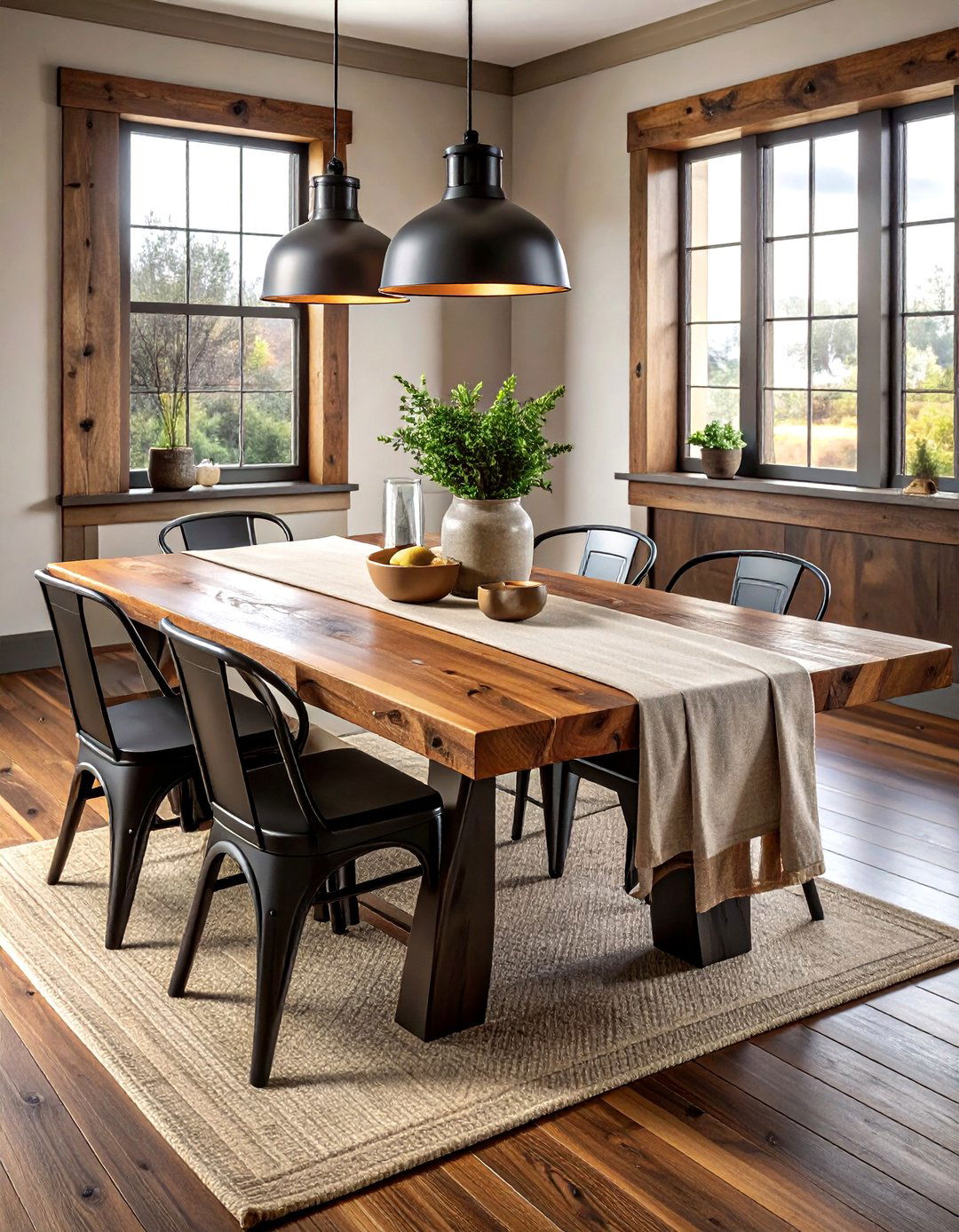 Rustic wood dining table - 30 casual dining room ideas