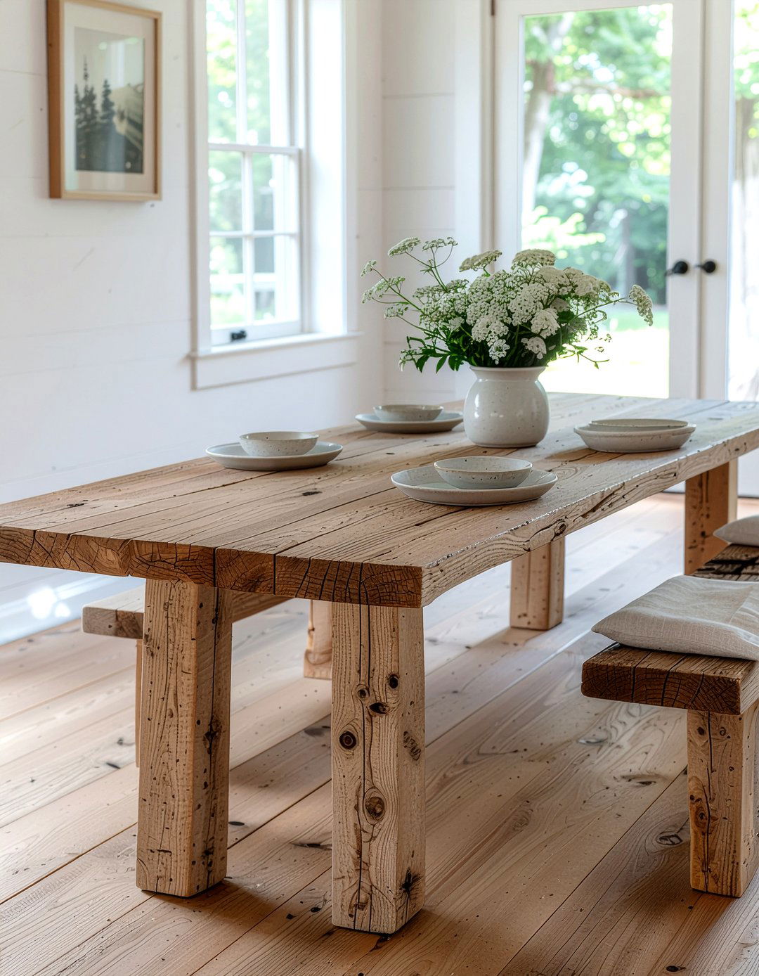 Rustic wood dining table - 30 countryside dining room ideas