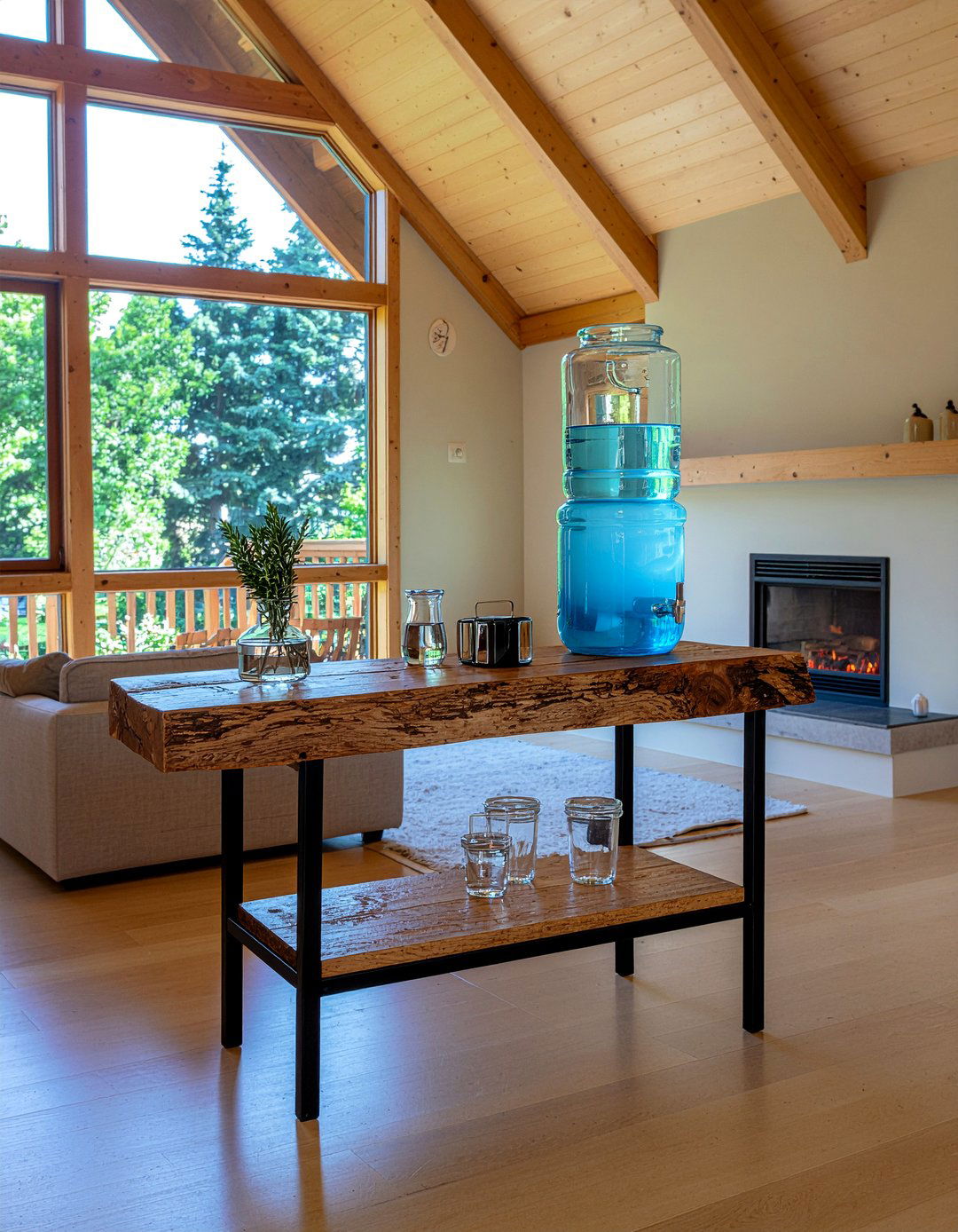 Rustic wood drink station - 30 living room drink station ideas