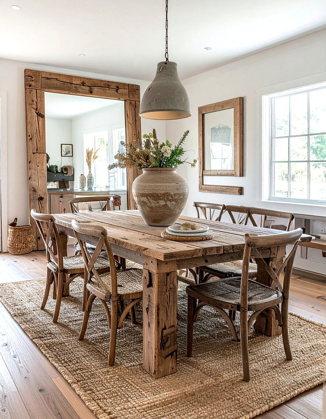 Rustic wood floor mirror - 30 floor mirror dining room ideas