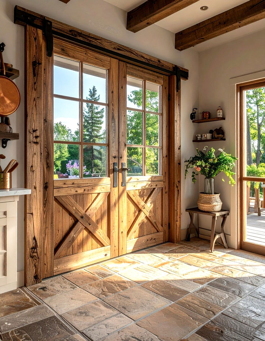 Rustic wood kitchen french door - 30 kitchen French door ideas