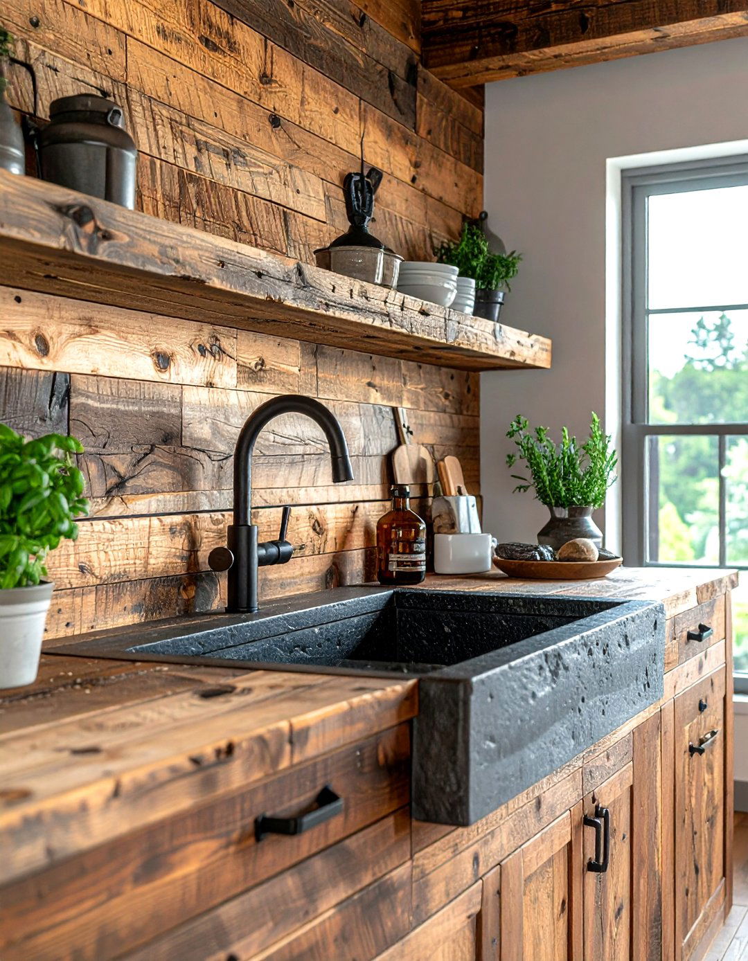 Rustic wood kitchen wall mount faucet - 30 wall-mount kitchen faucet ideas