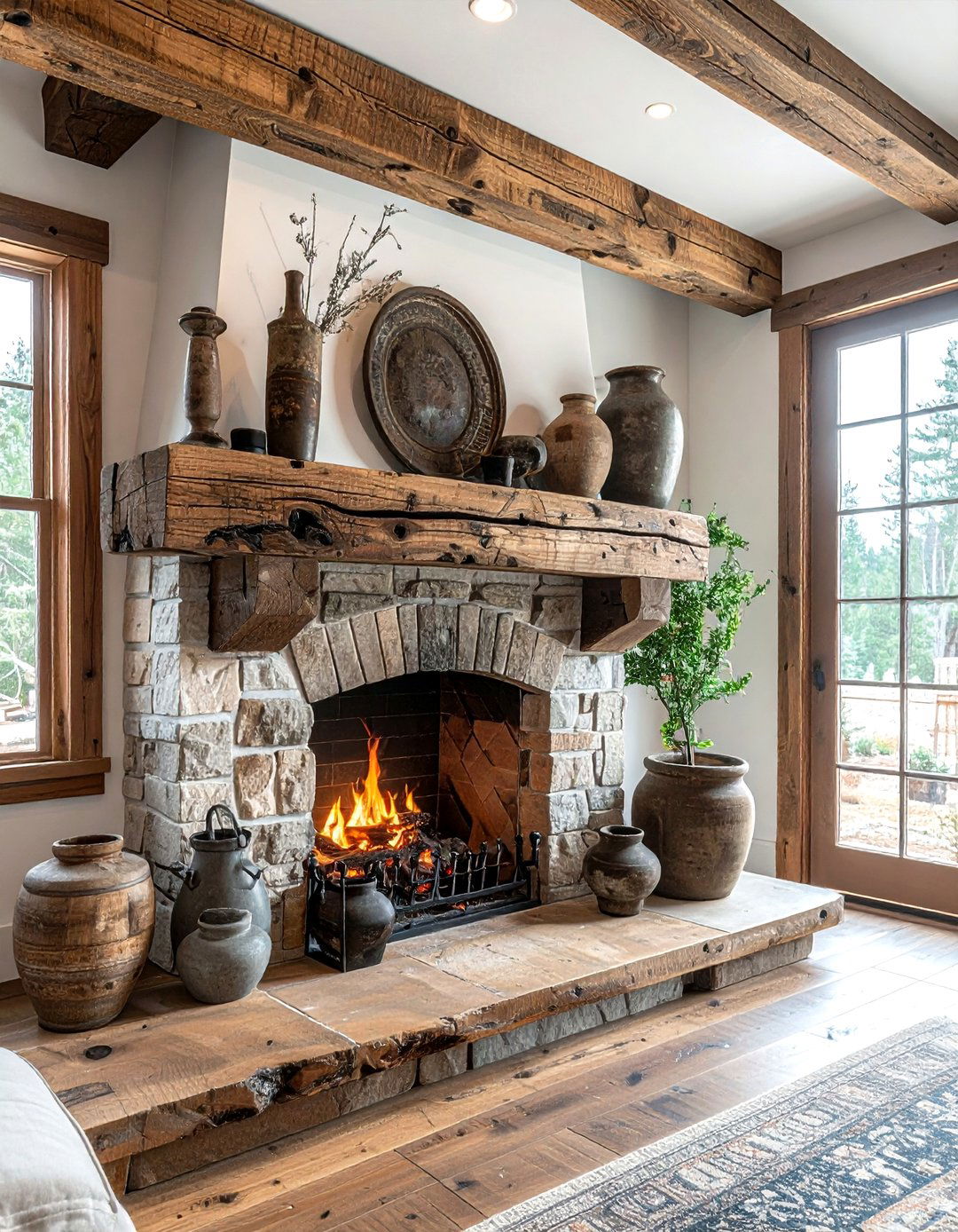 Rustic wood mantel - 30 mantel styling ideas