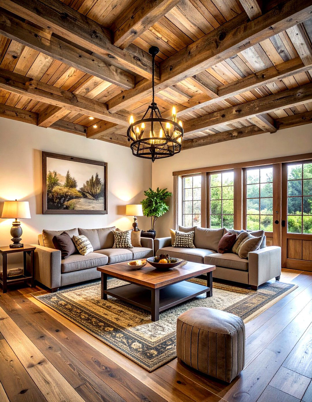 Rustic wood medallion - 30 living room ceiling medallion ideas